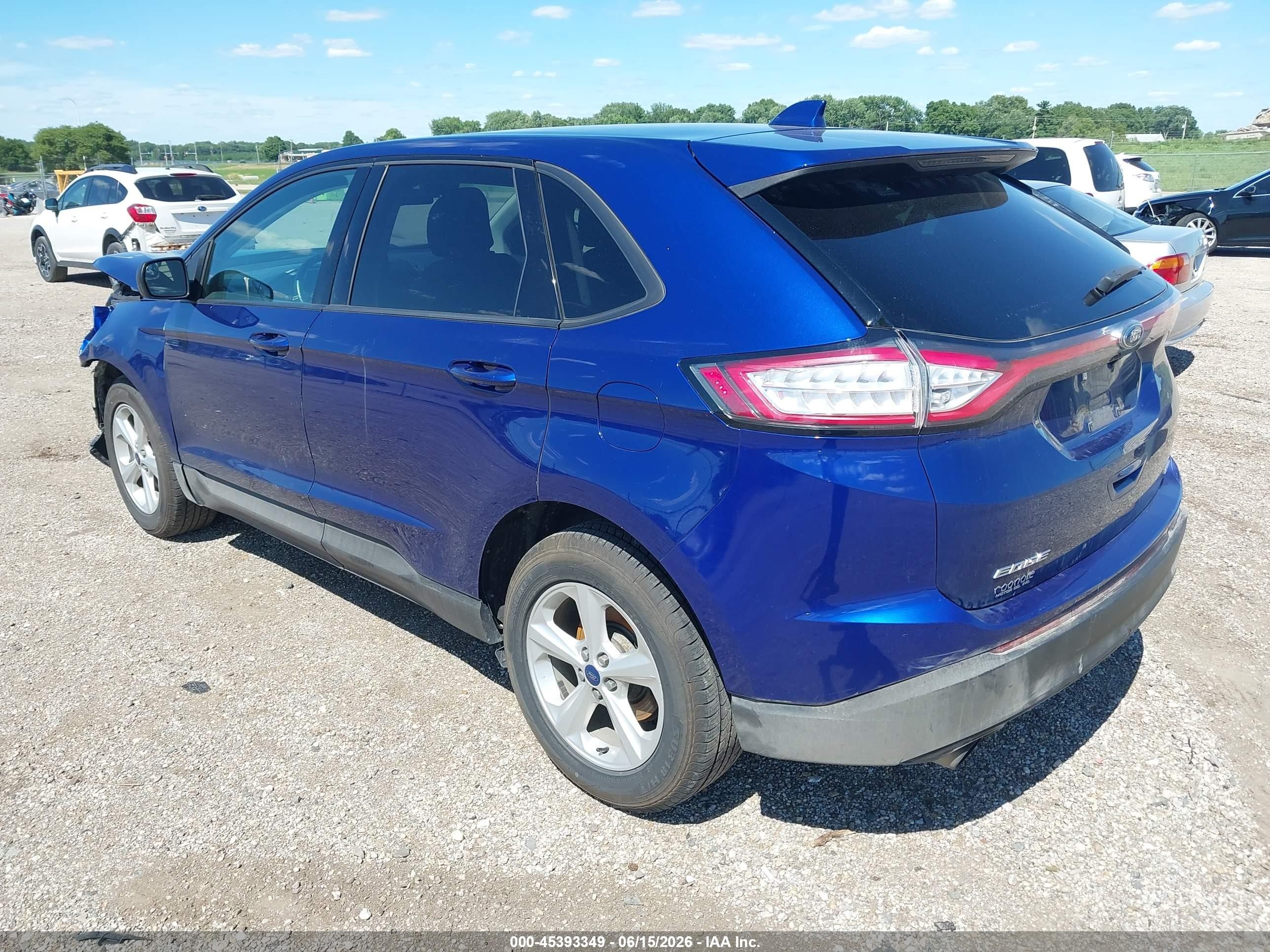 2015 Ford Edge Se Blue vin: 2FMTK3G94FBC32018