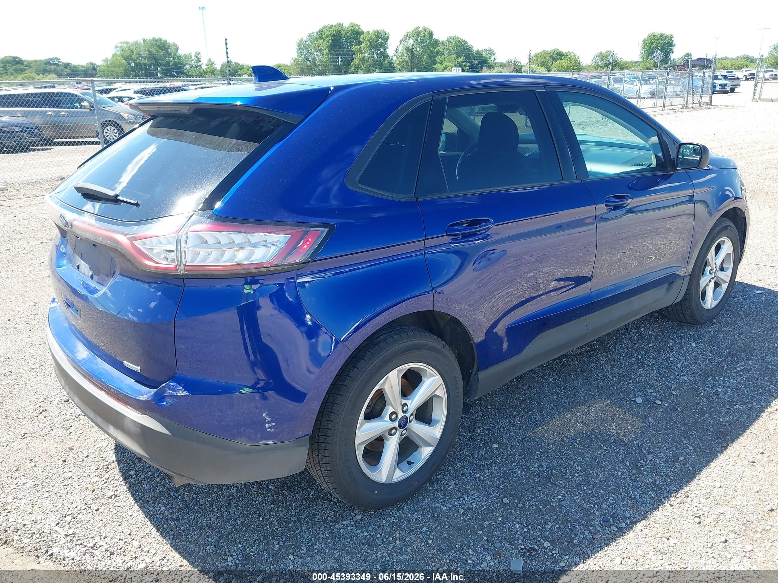 2015 Ford Edge Se Blue vin: 2FMTK3G94FBC32018