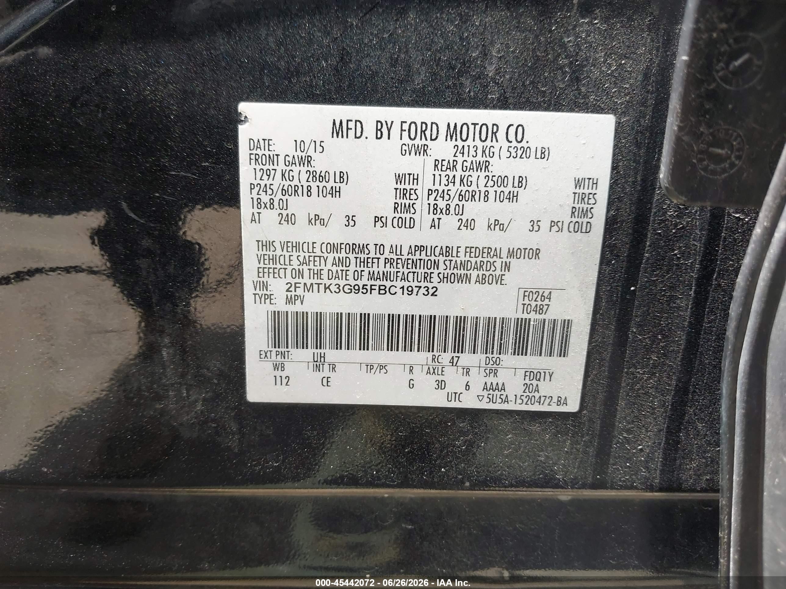 2015 Ford Edge Se Black vin: 2FMTK3G95FBC19732