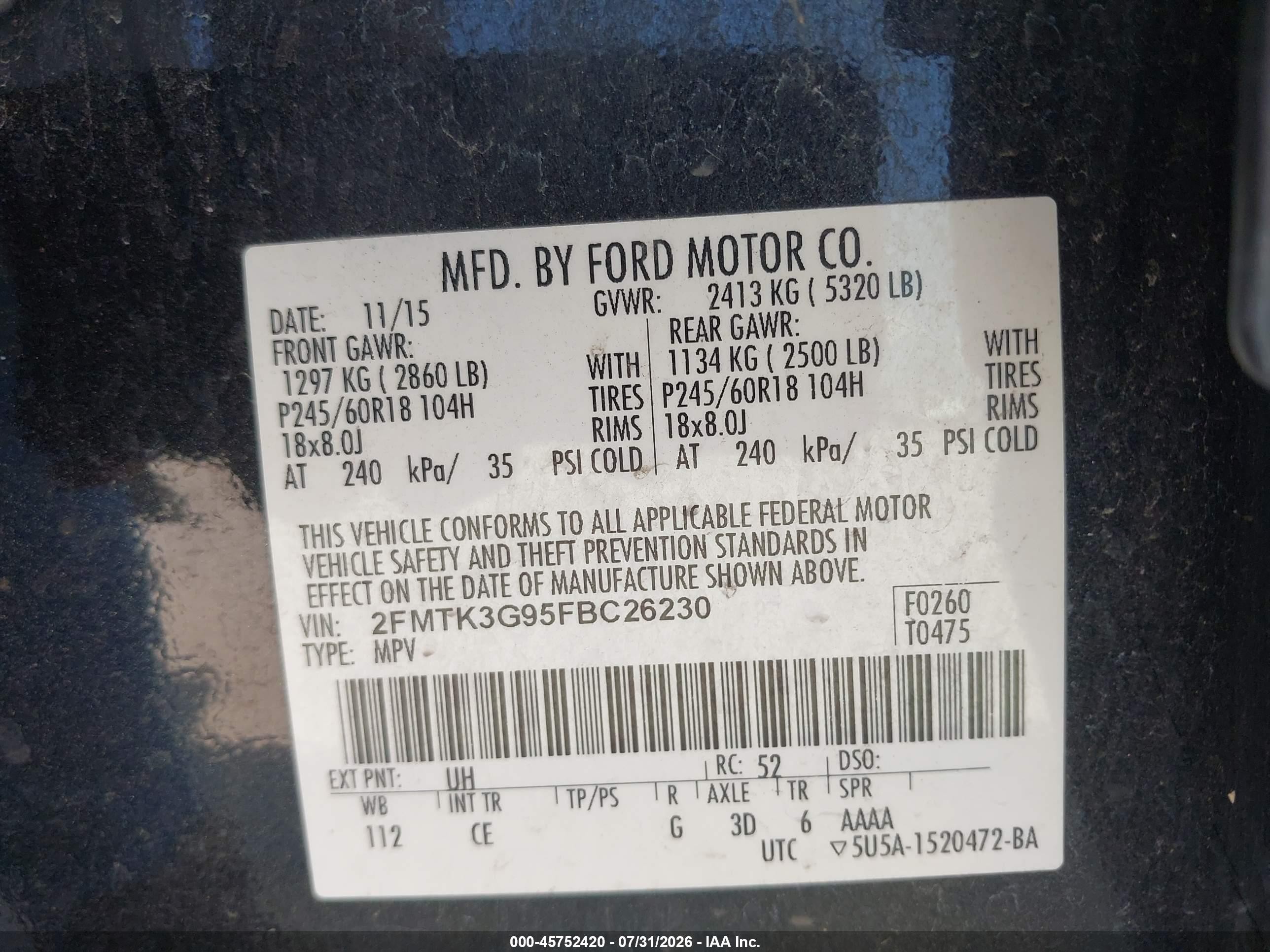 2015 Ford Edge Se Black vin: 2FMTK3G95FBC26230