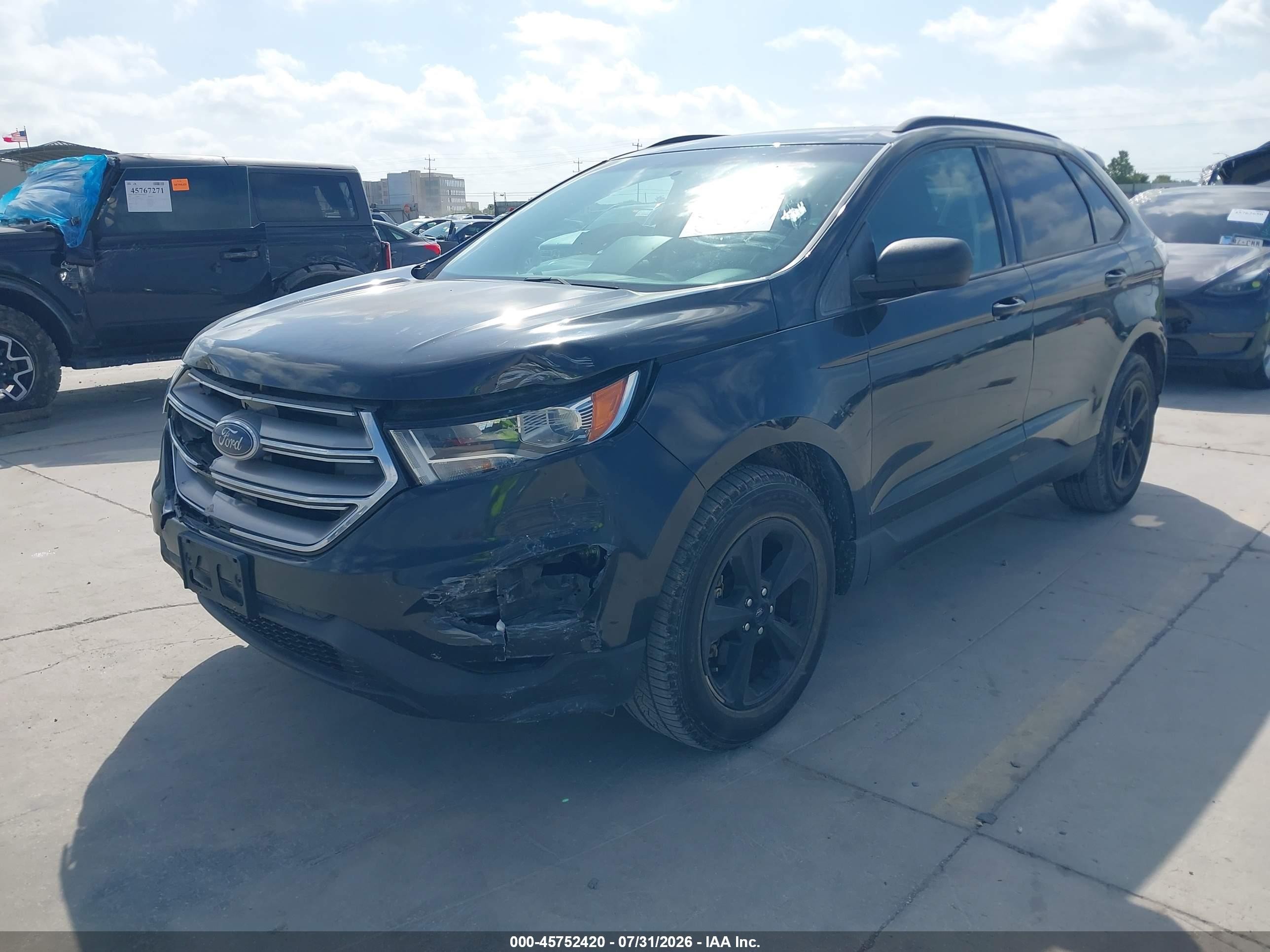 2015 Ford Edge Se Black vin: 2FMTK3G95FBC26230