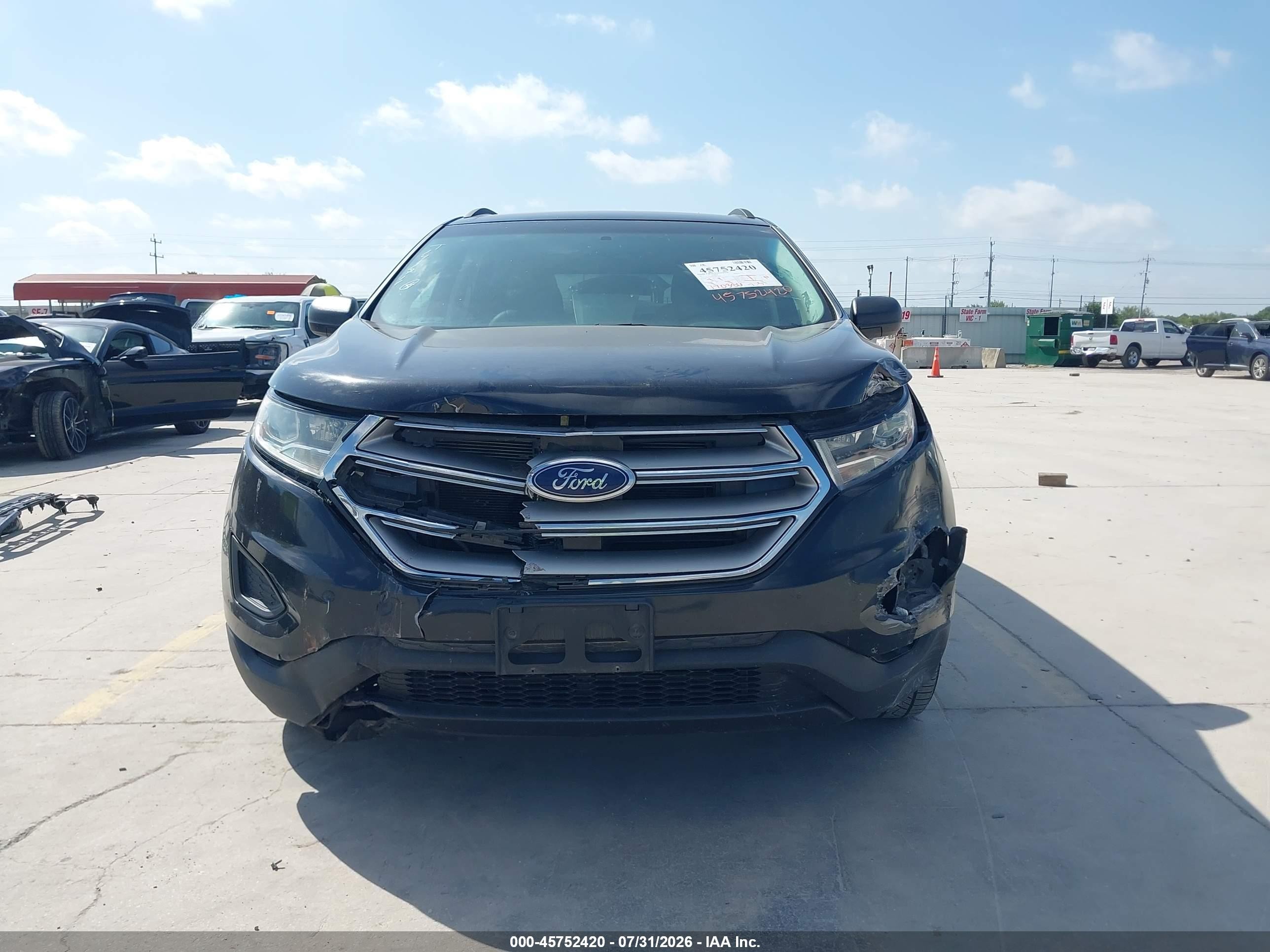 2015 Ford Edge Se Black vin: 2FMTK3G95FBC26230