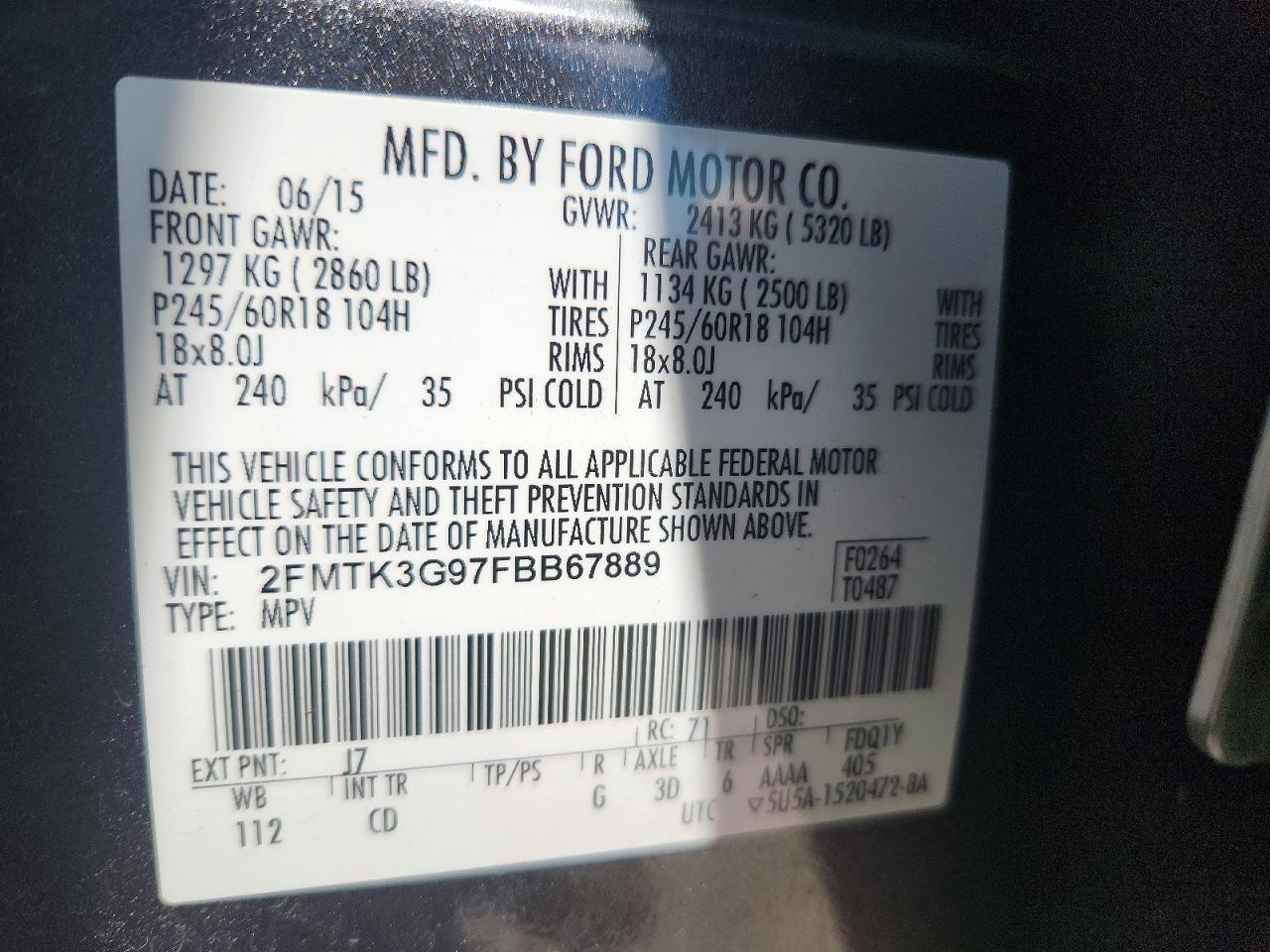 2015 Ford Edge Se Gray vin: 2FMTK3G97FBB67889