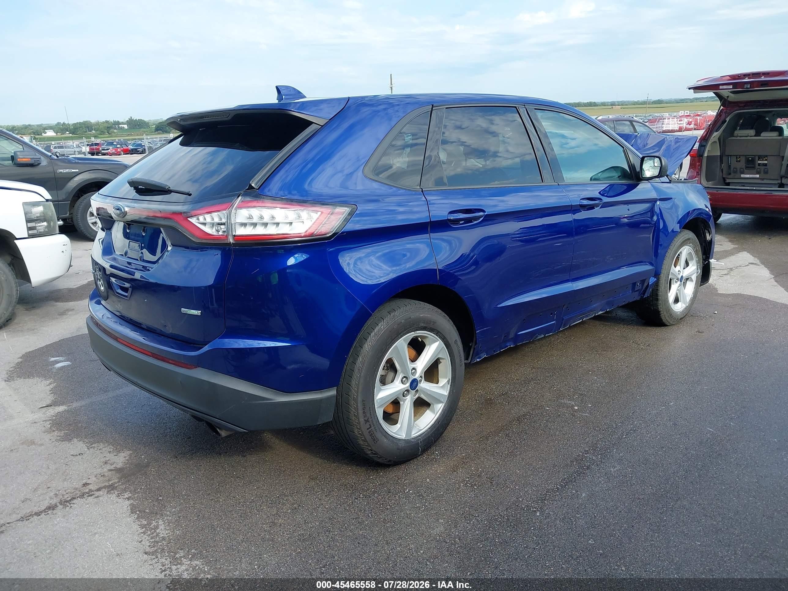 2015 Ford Edge Se Blue vin: 2FMTK3G99FBB51919