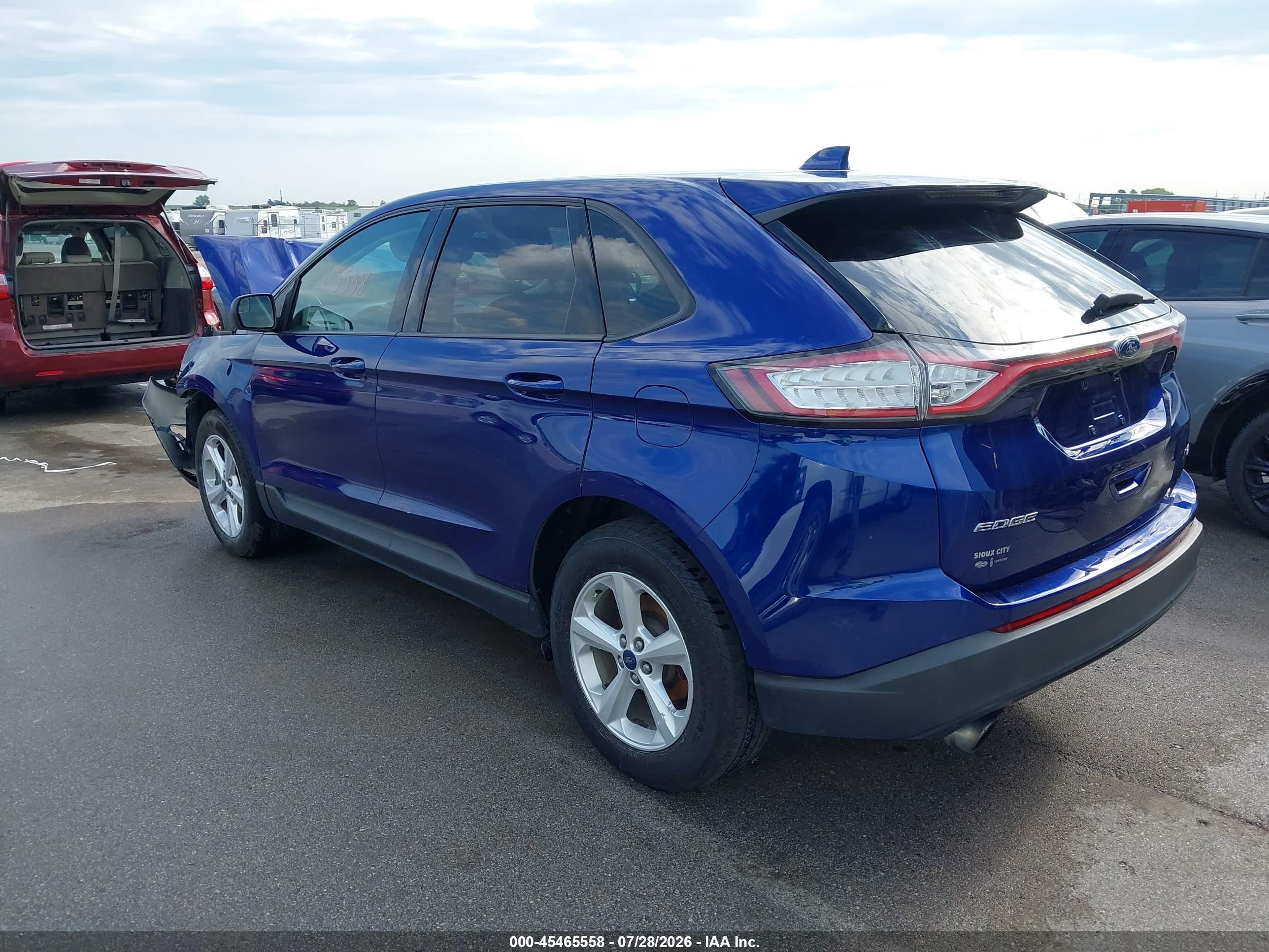 2015 Ford Edge Se Blue vin: 2FMTK3G99FBB51919