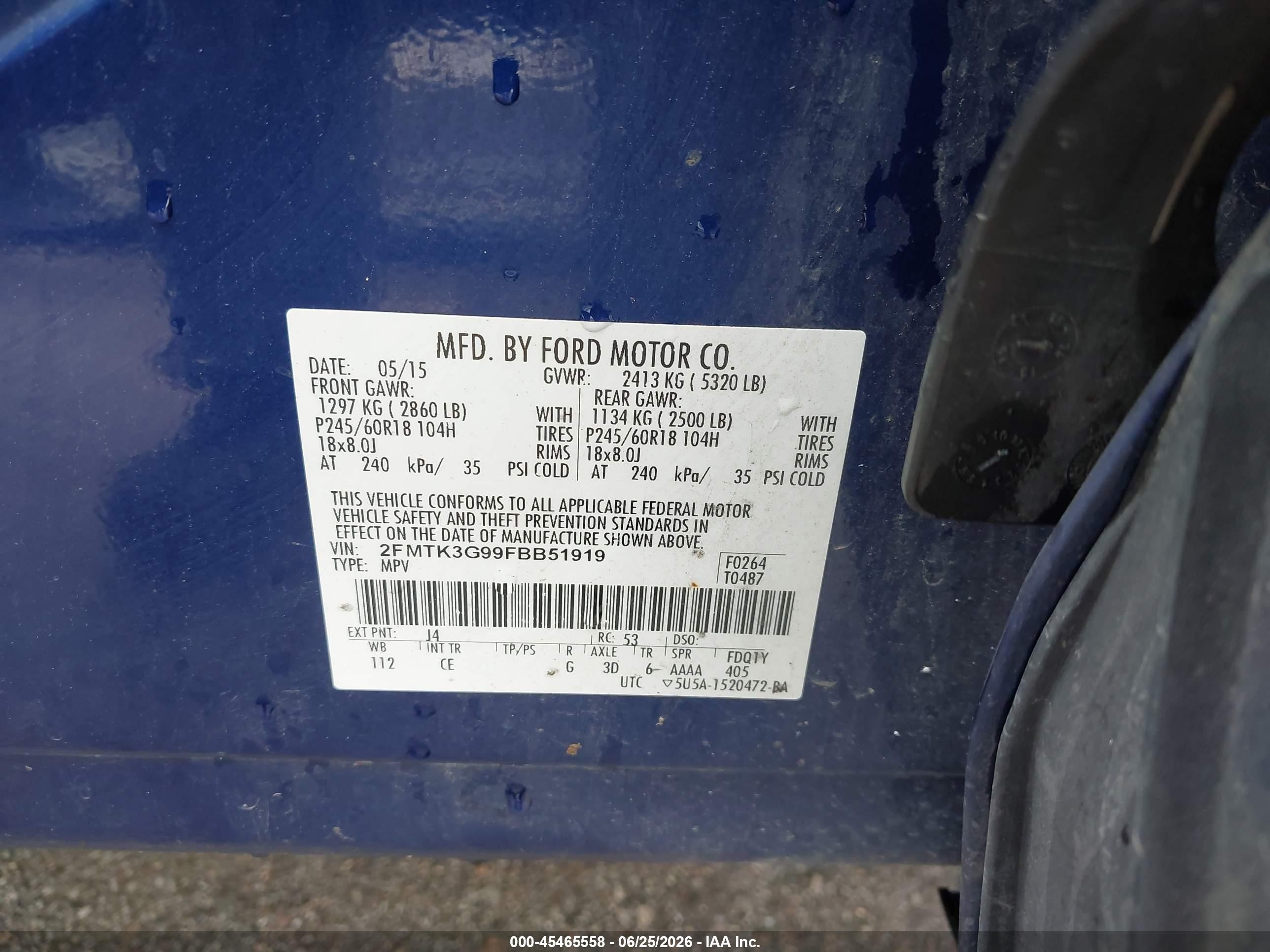 2015 Ford Edge Se Blue vin: 2FMTK3G99FBB51919
