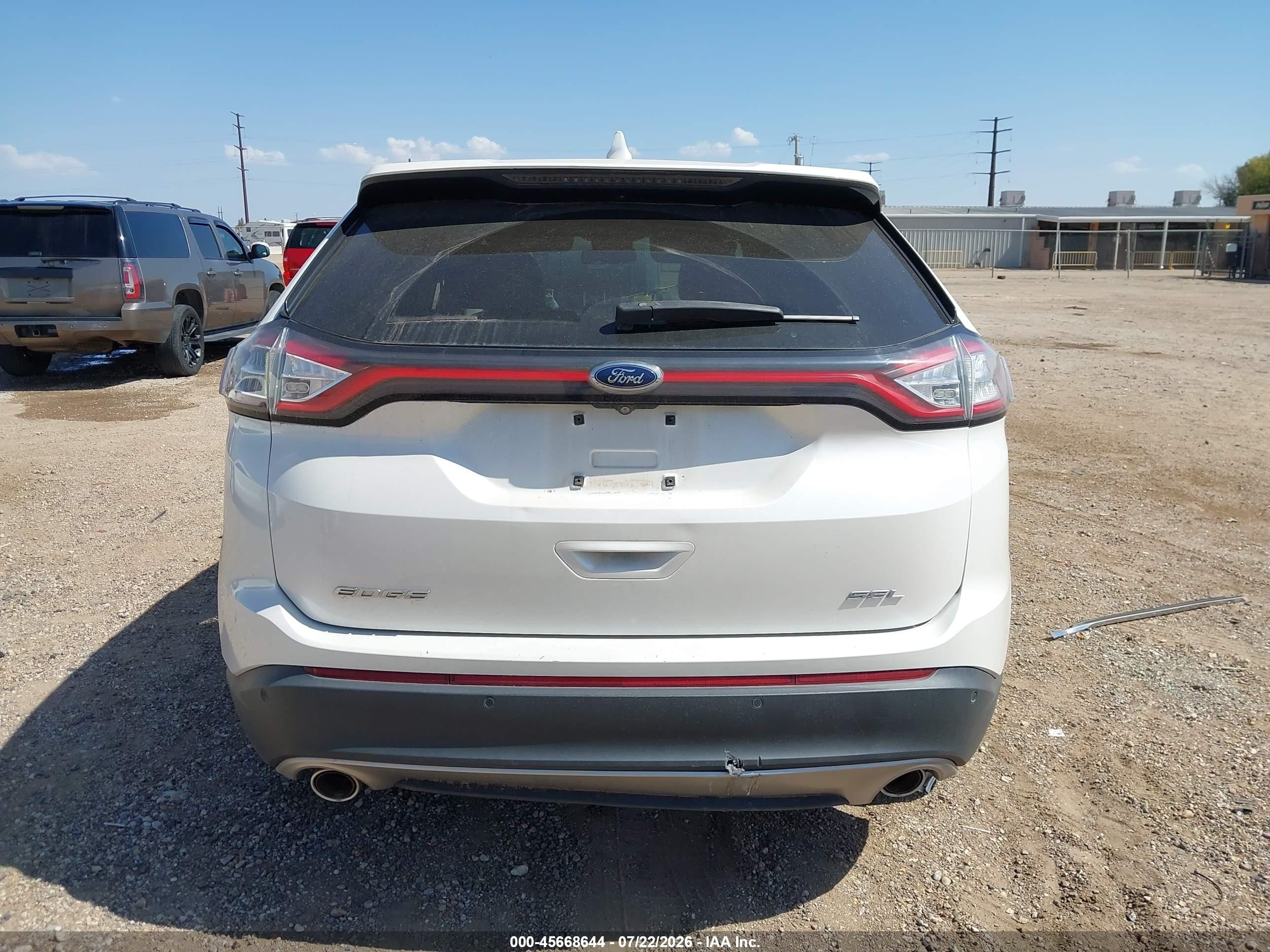 2015 Ford Edge Sel White vin: 2FMTK3J80FBB80726