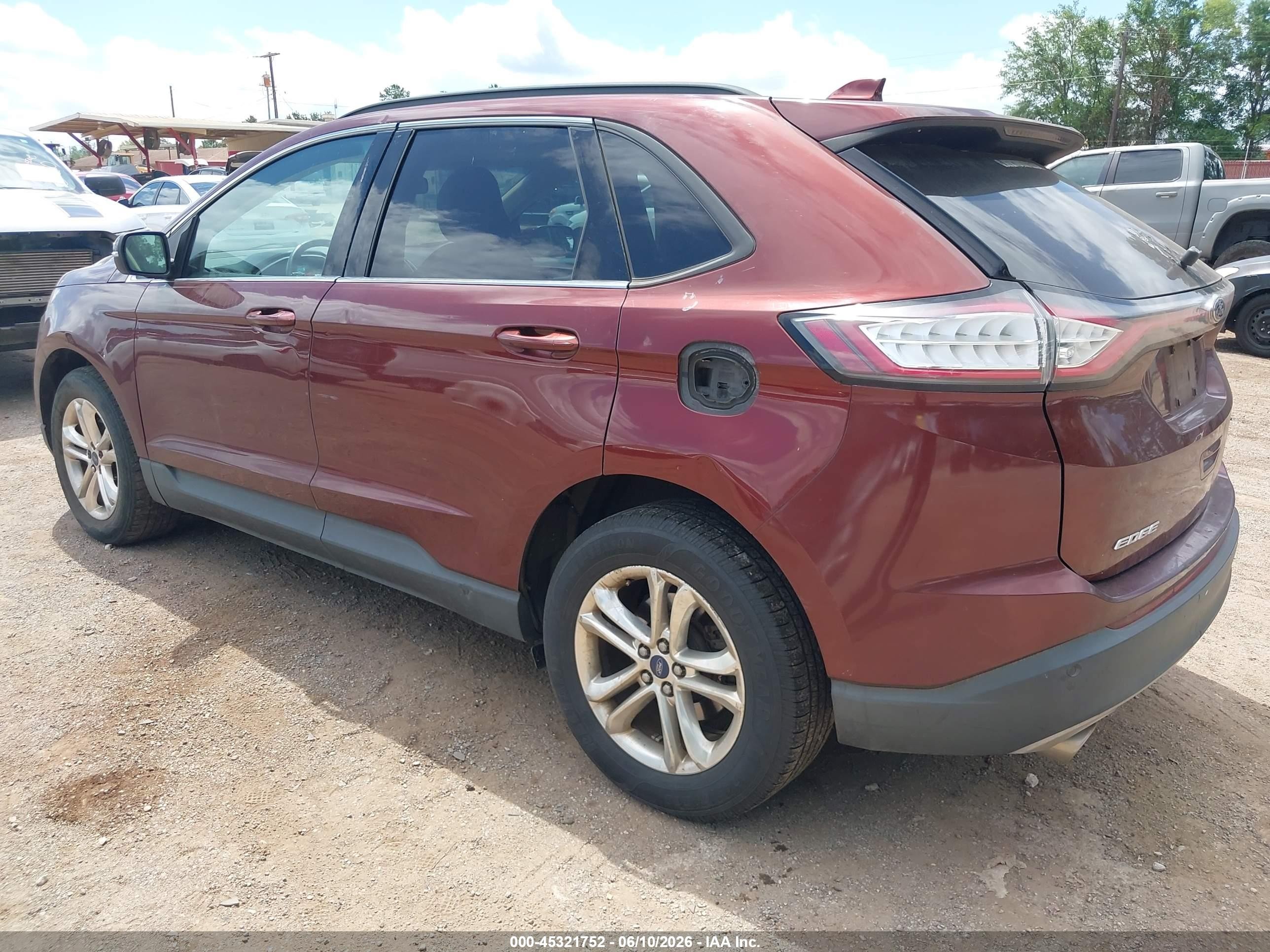 2015 Ford Edge Sel Maroon vin: 2FMTK3J81FBB38534