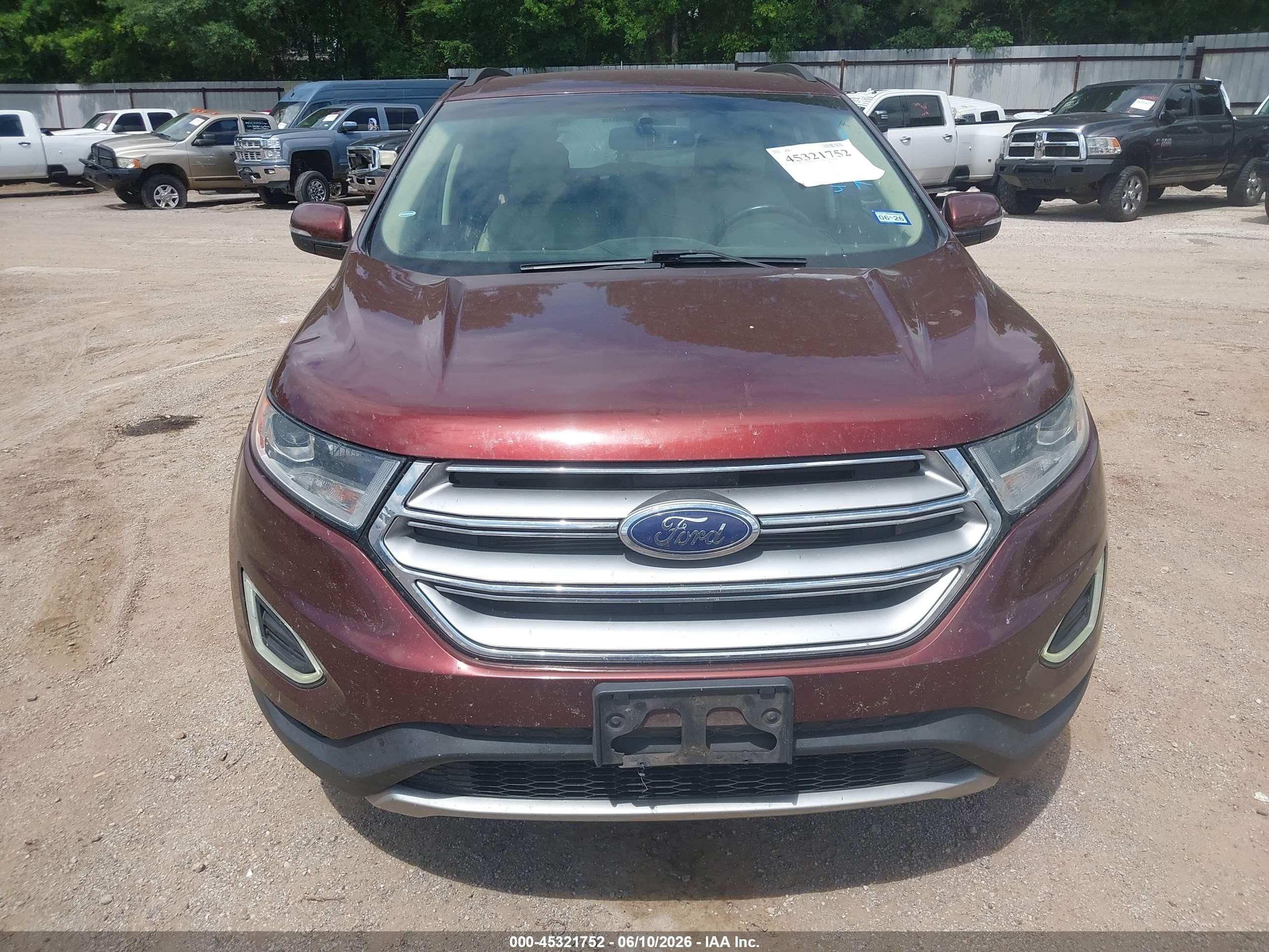 2015 Ford Edge Sel Maroon vin: 2FMTK3J81FBB38534