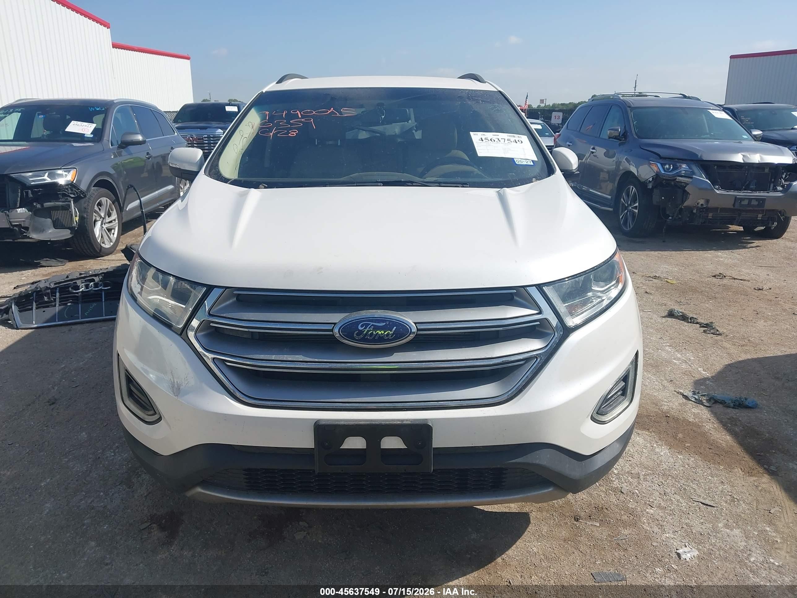 2015 Ford Edge Sel Белый vin: 2FMTK3J82FBB96359