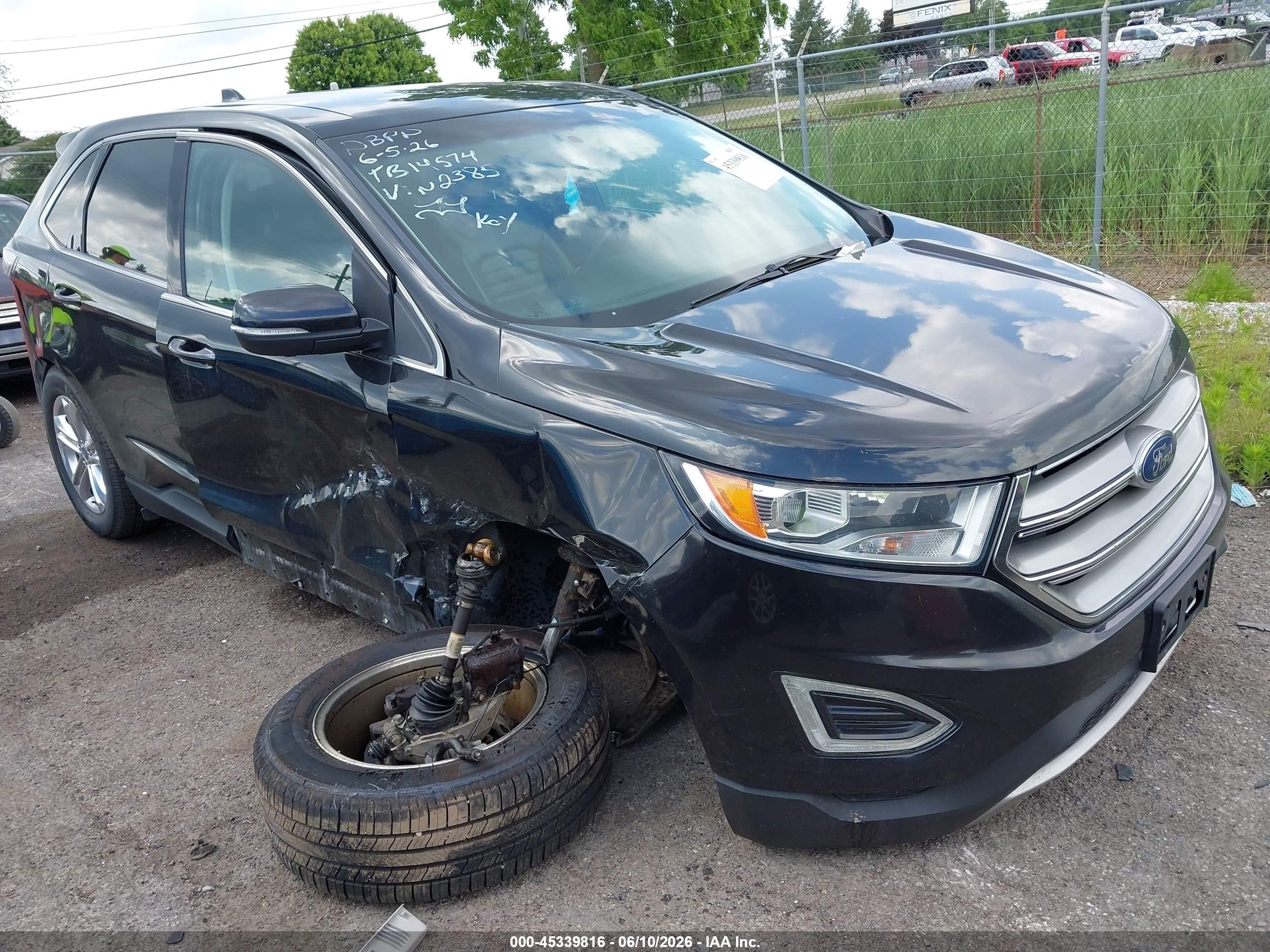 2015 Ford Edge Sel Black vin: 2FMTK3J84FBB72385