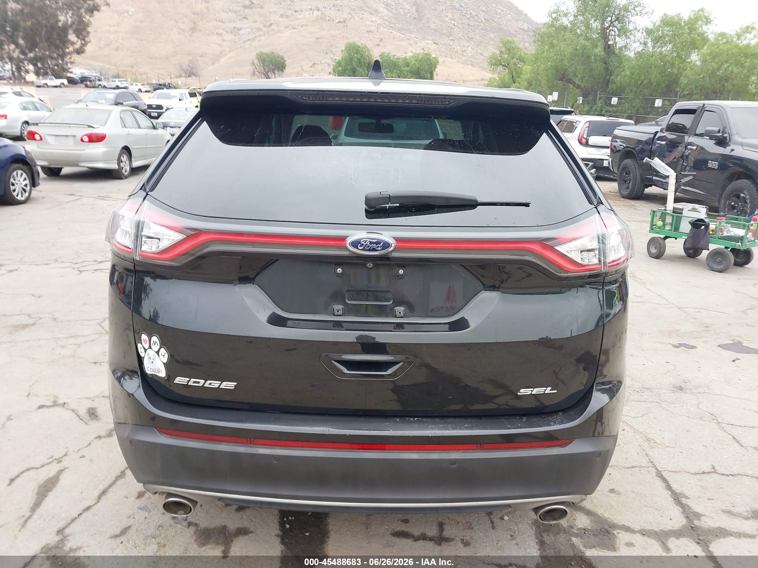 2015 Ford Edge Sel Black vin: 2FMTK3J85FBB45566
