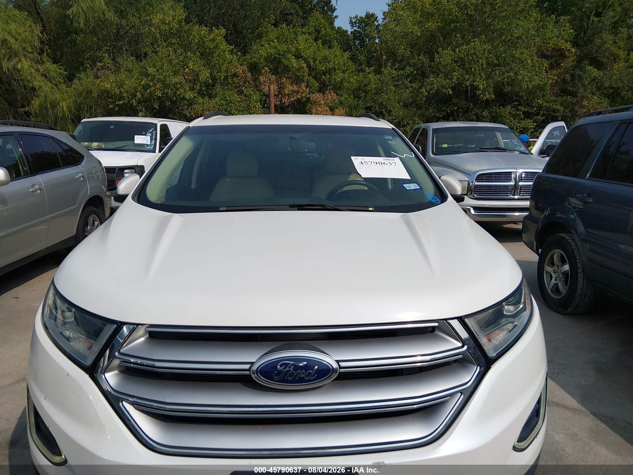 2015 Ford Edge Sel White vin: 2FMTK3J86FBB41963