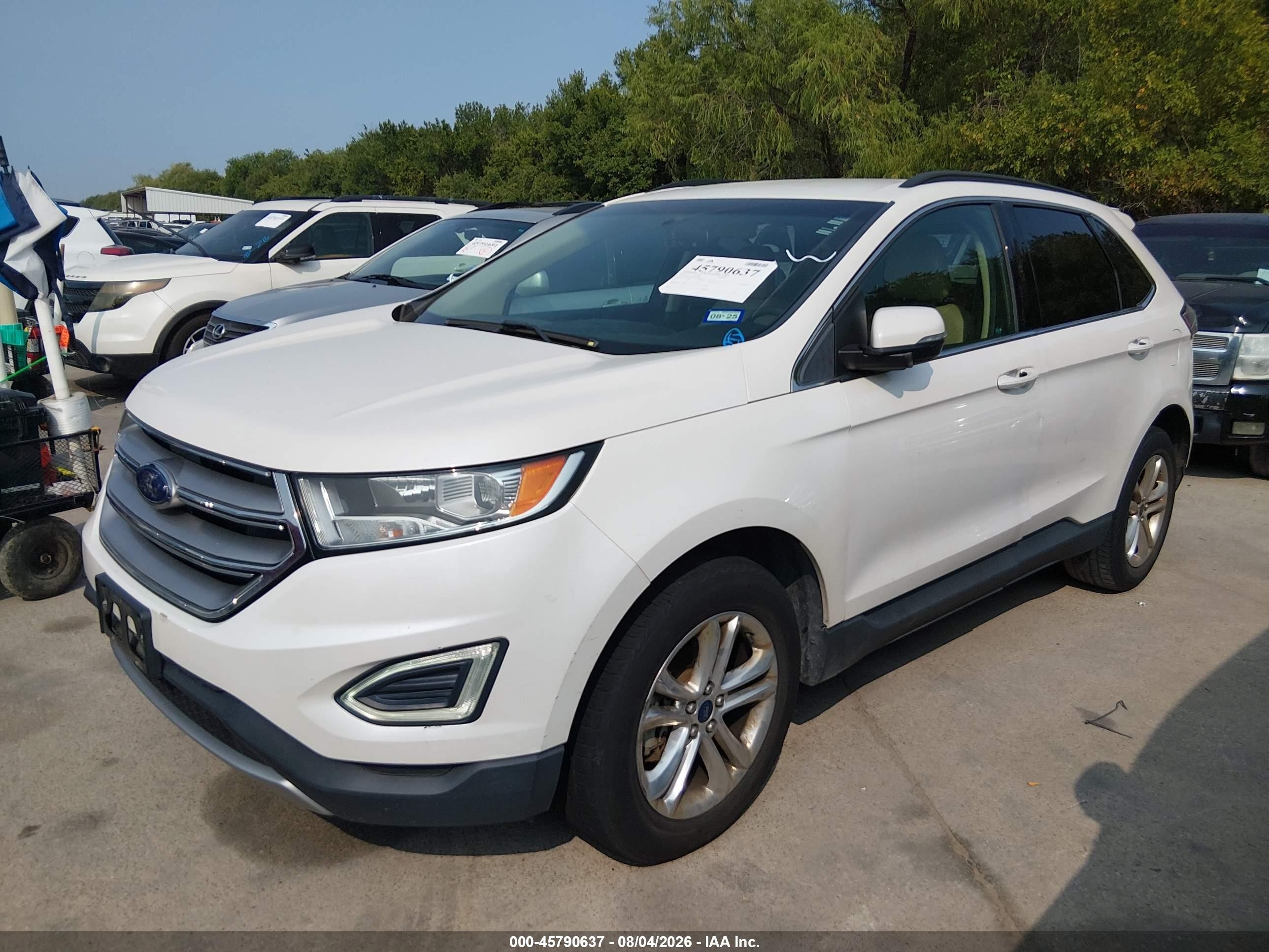 2015 Ford Edge Sel White vin: 2FMTK3J86FBB41963