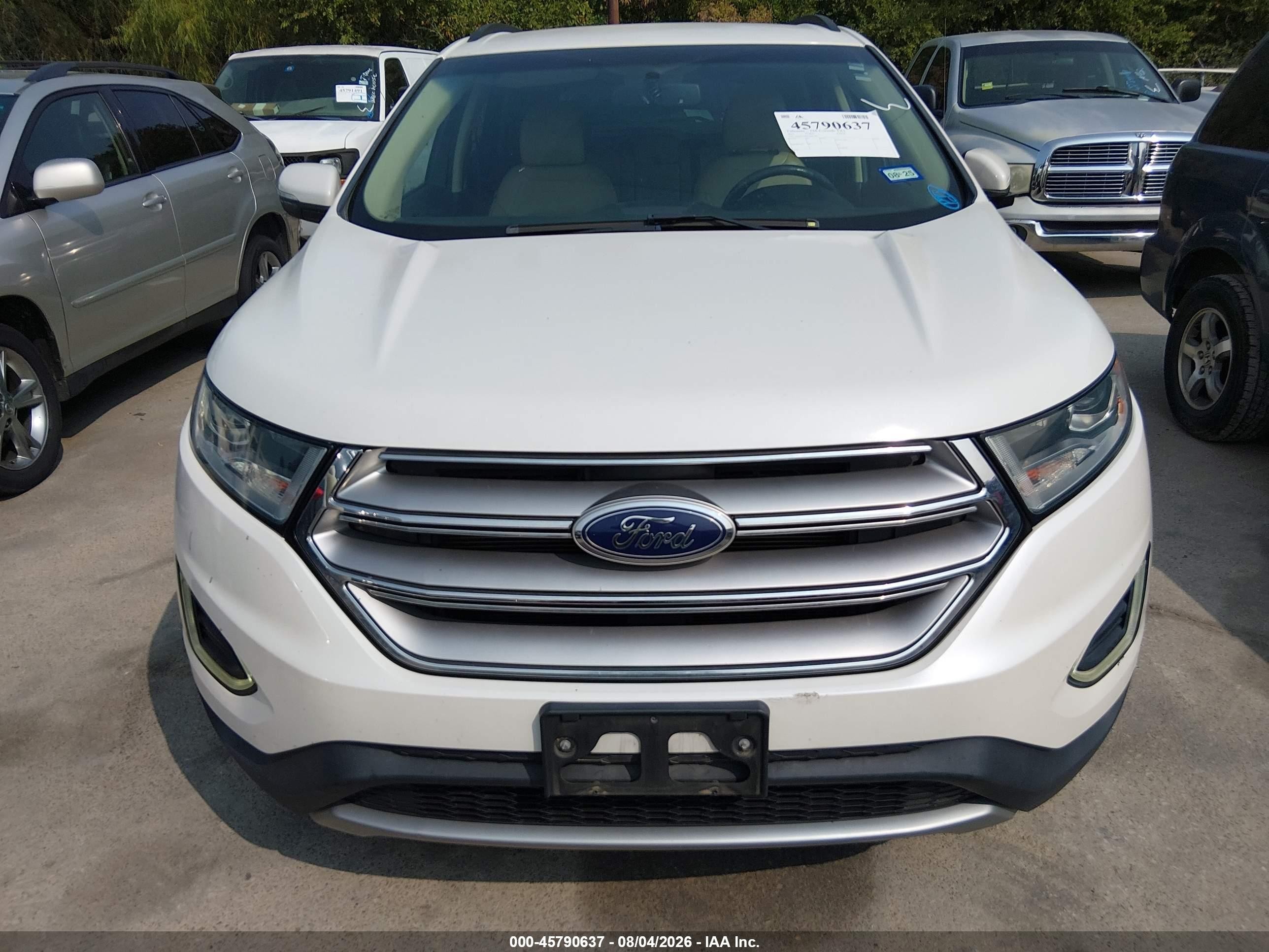2015 Ford Edge Sel White vin: 2FMTK3J86FBB41963