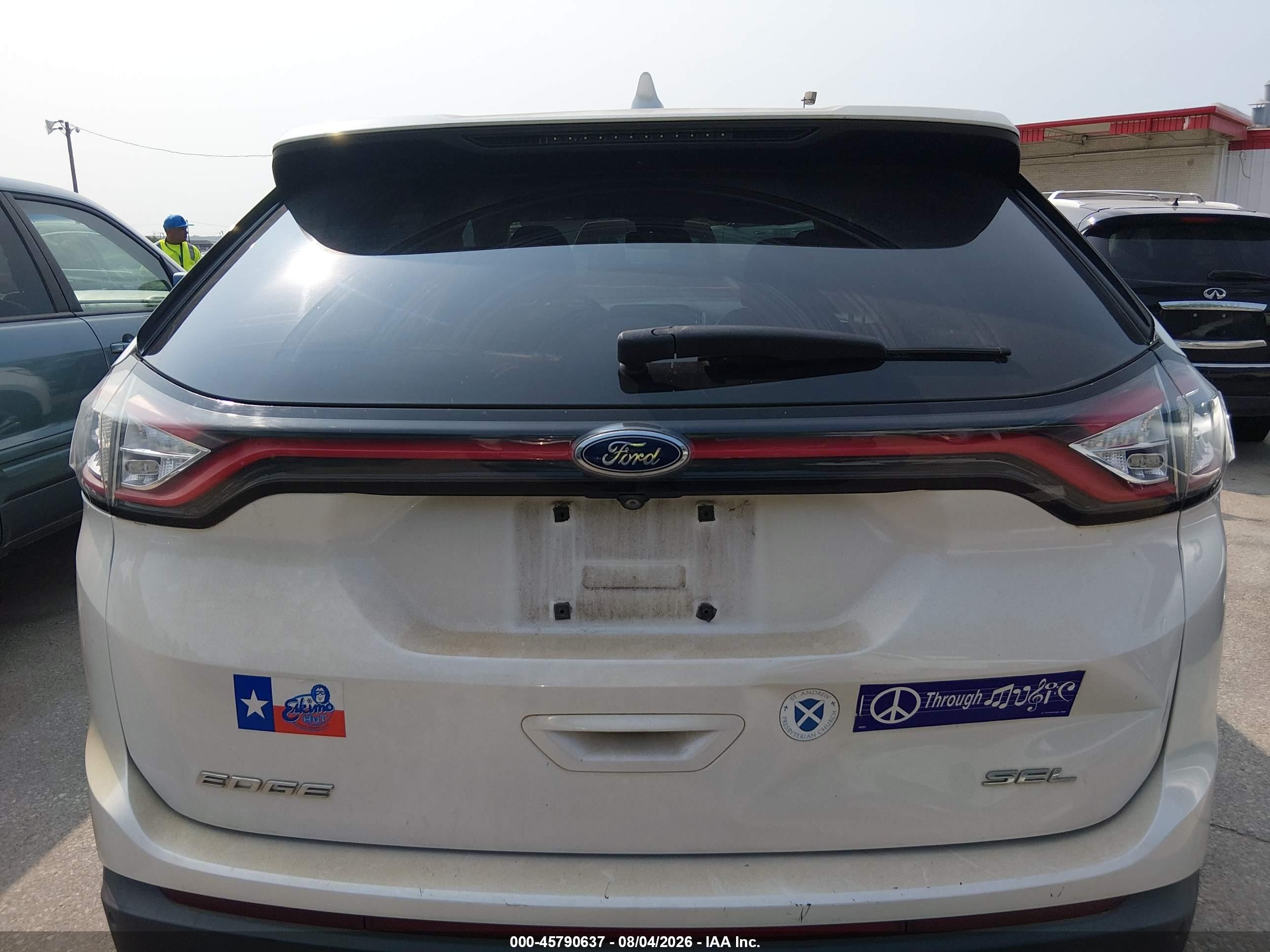 2015 Ford Edge Sel White vin: 2FMTK3J86FBB41963
