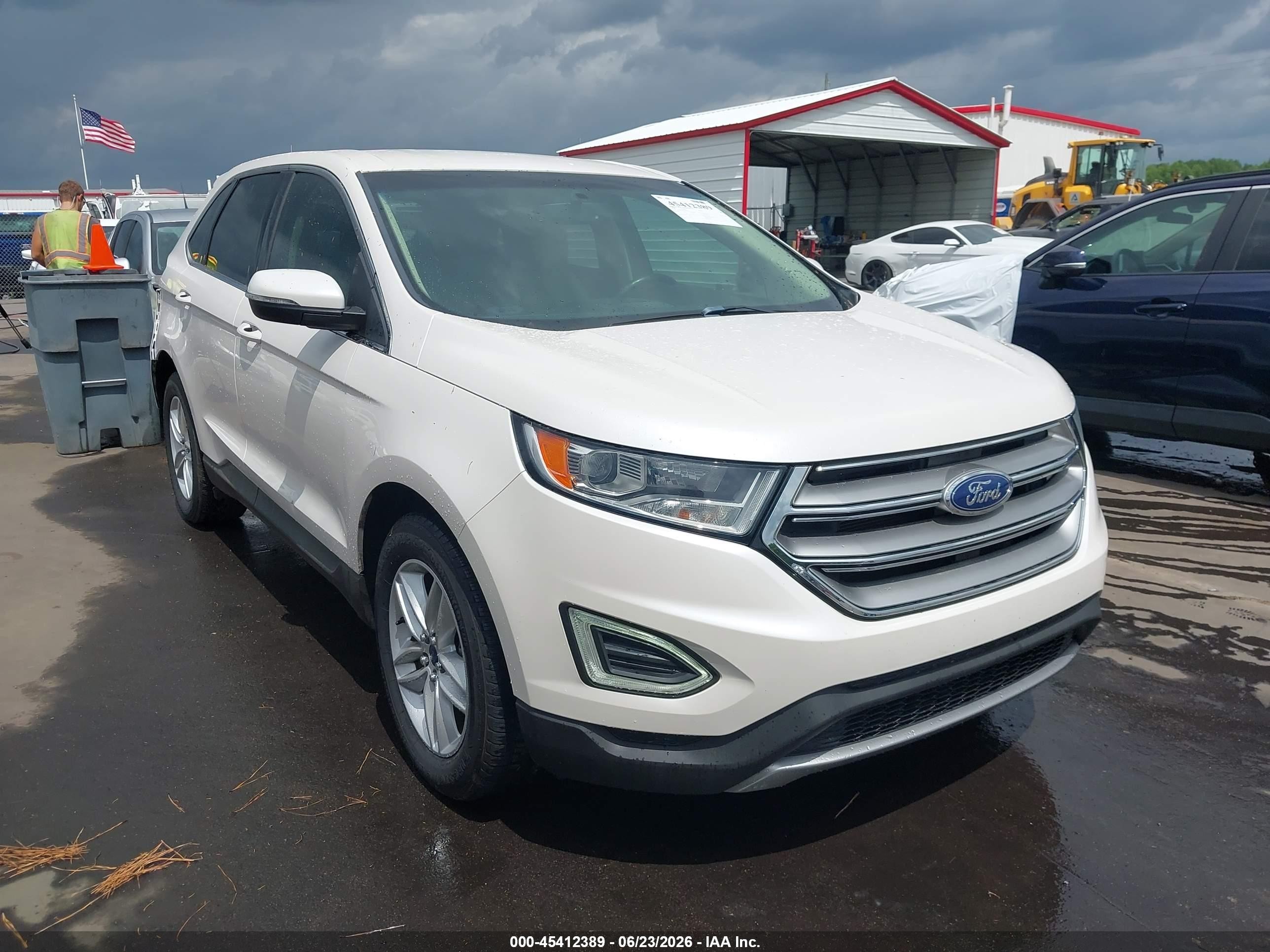 2015 Ford Edge Sel White vin: 2FMTK3J86FBB88720