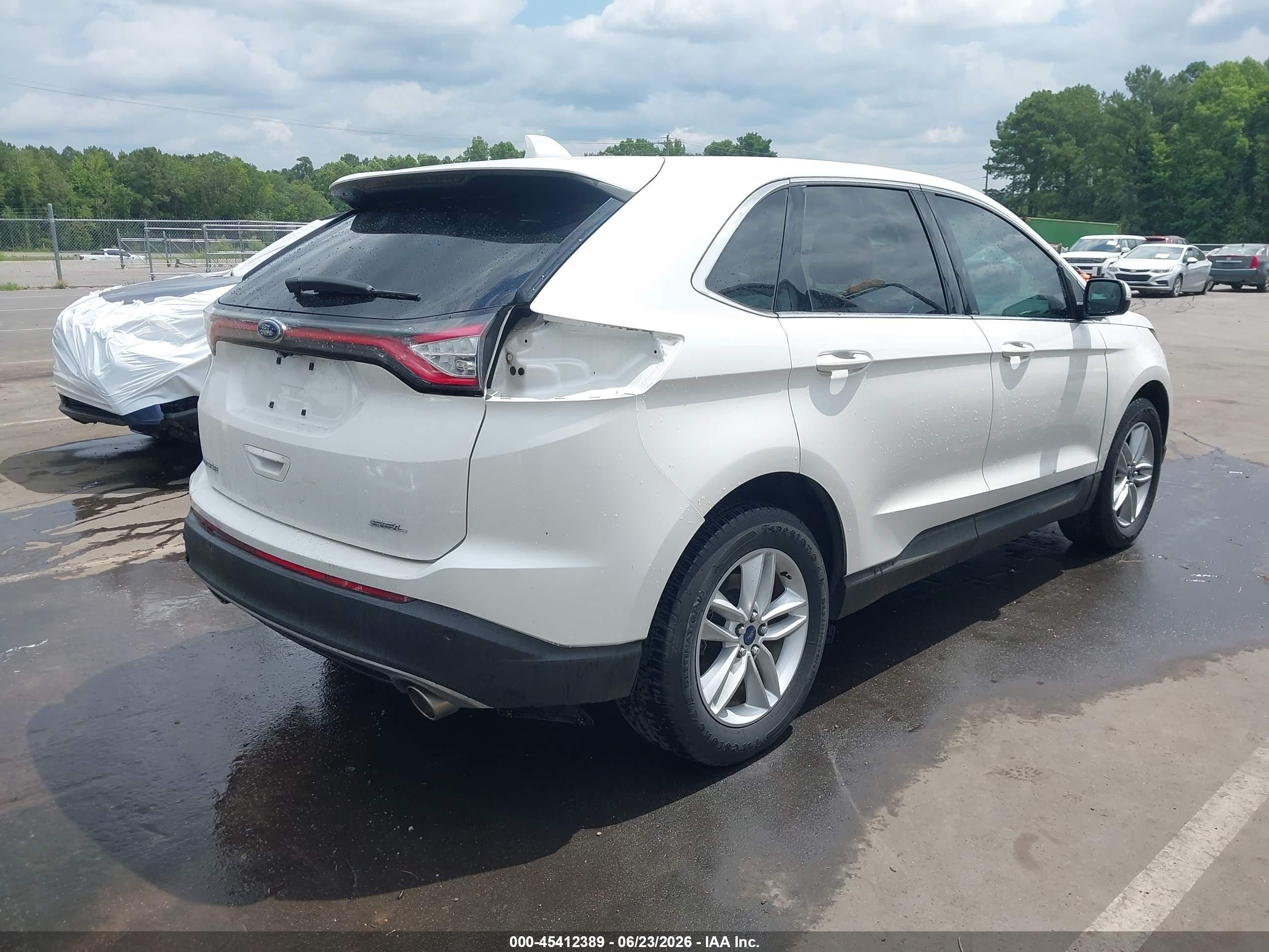 2015 Ford Edge Sel White vin: 2FMTK3J86FBB88720