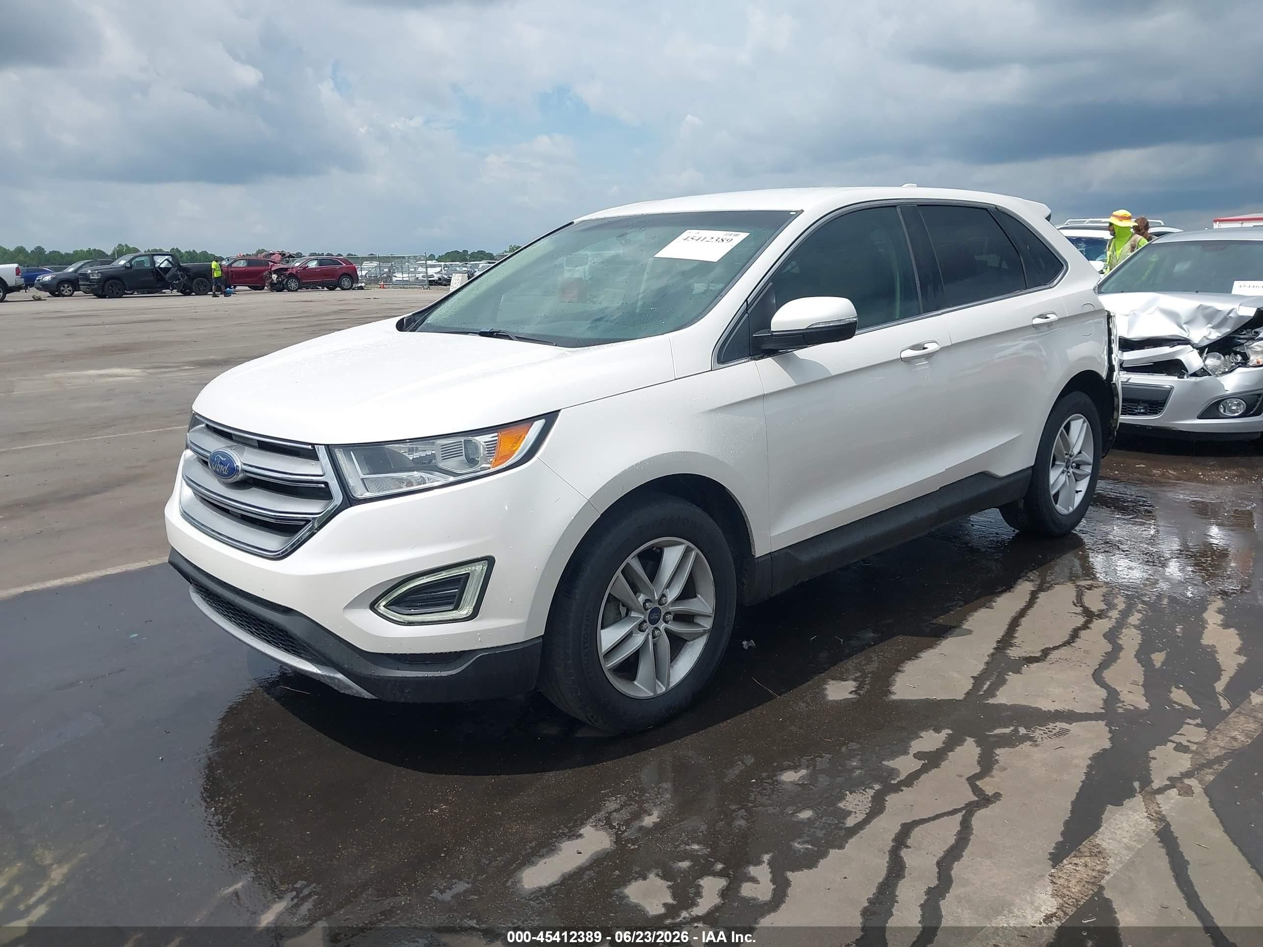 2015 Ford Edge Sel White vin: 2FMTK3J86FBB88720