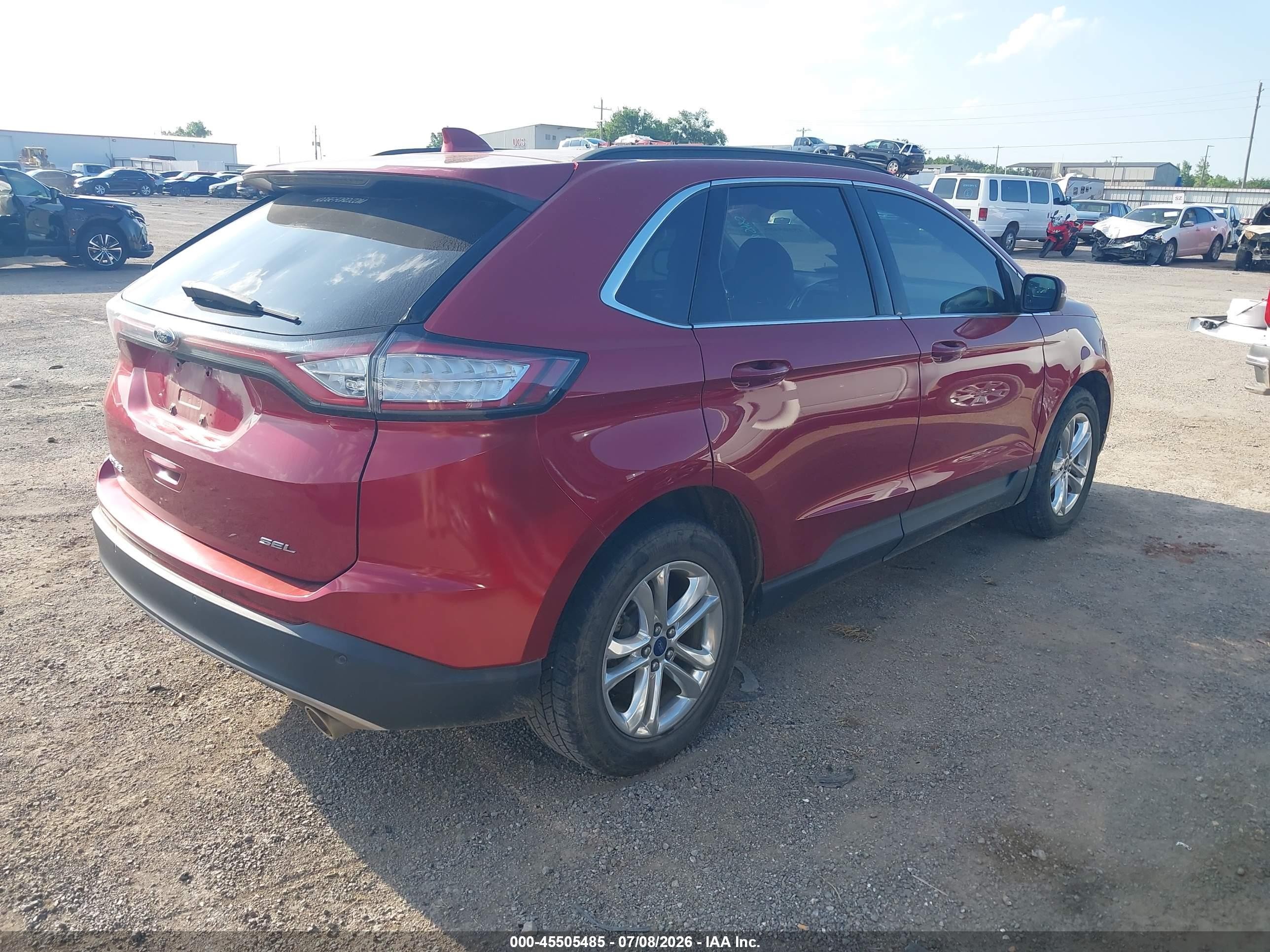 2015 Ford Edge Sel Red vin: 2FMTK3J88FBB91330