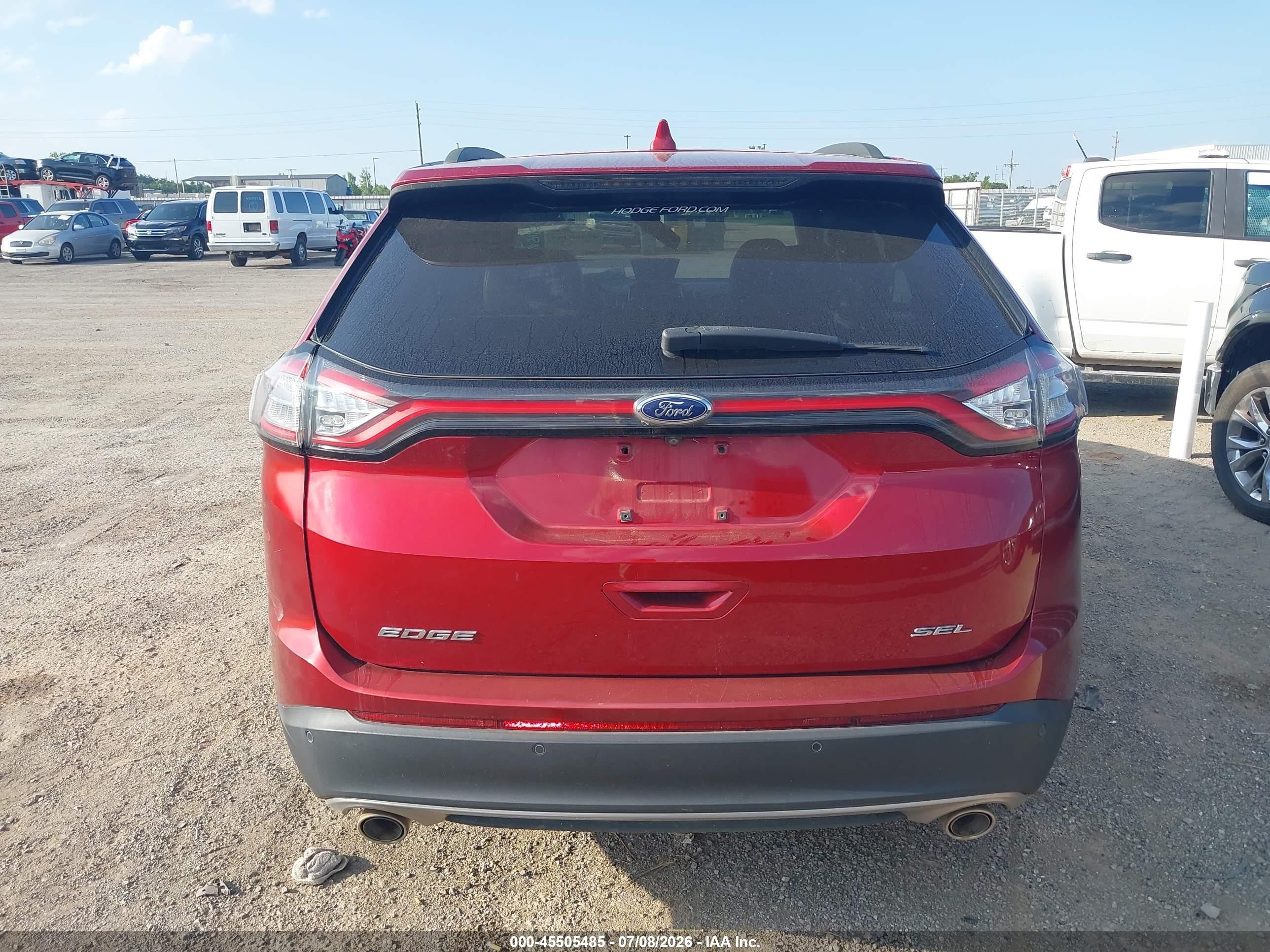 2015 Ford Edge Sel Red vin: 2FMTK3J88FBB91330