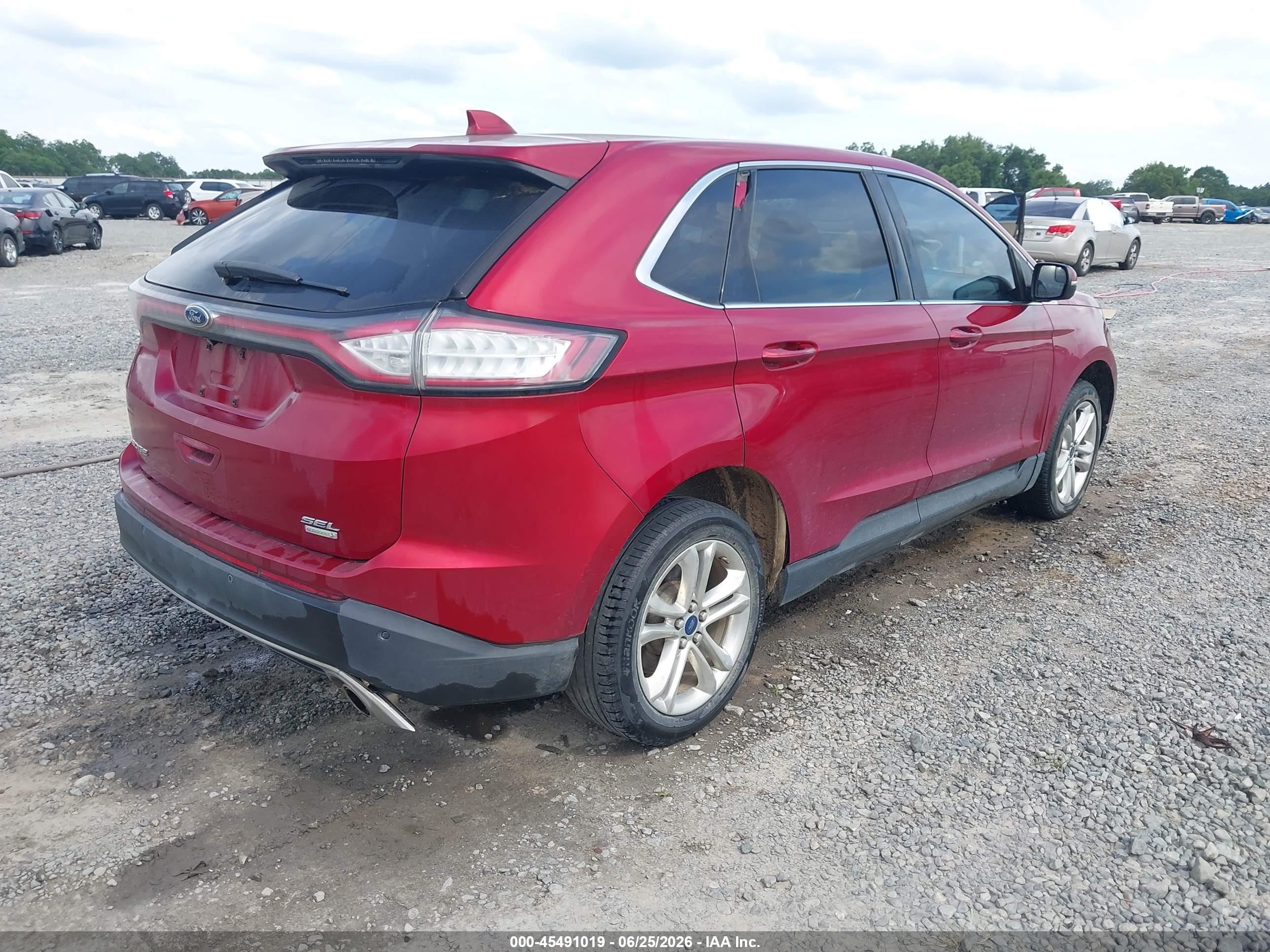 2015 Ford Edge Sel Red vin: 2FMTK3J90FBB79343