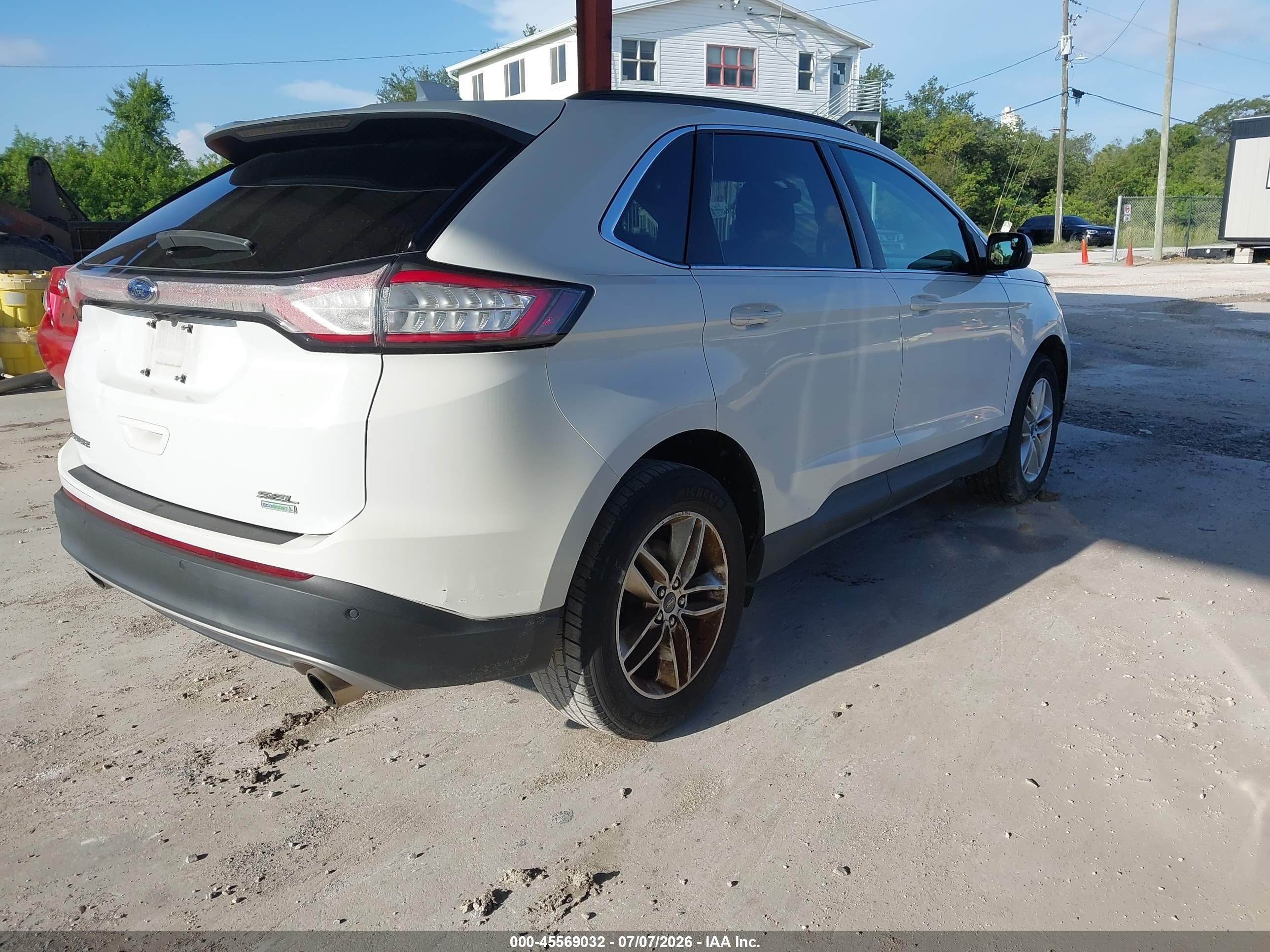 2015 Ford Edge Sel White vin: 2FMTK3J92FBB19709