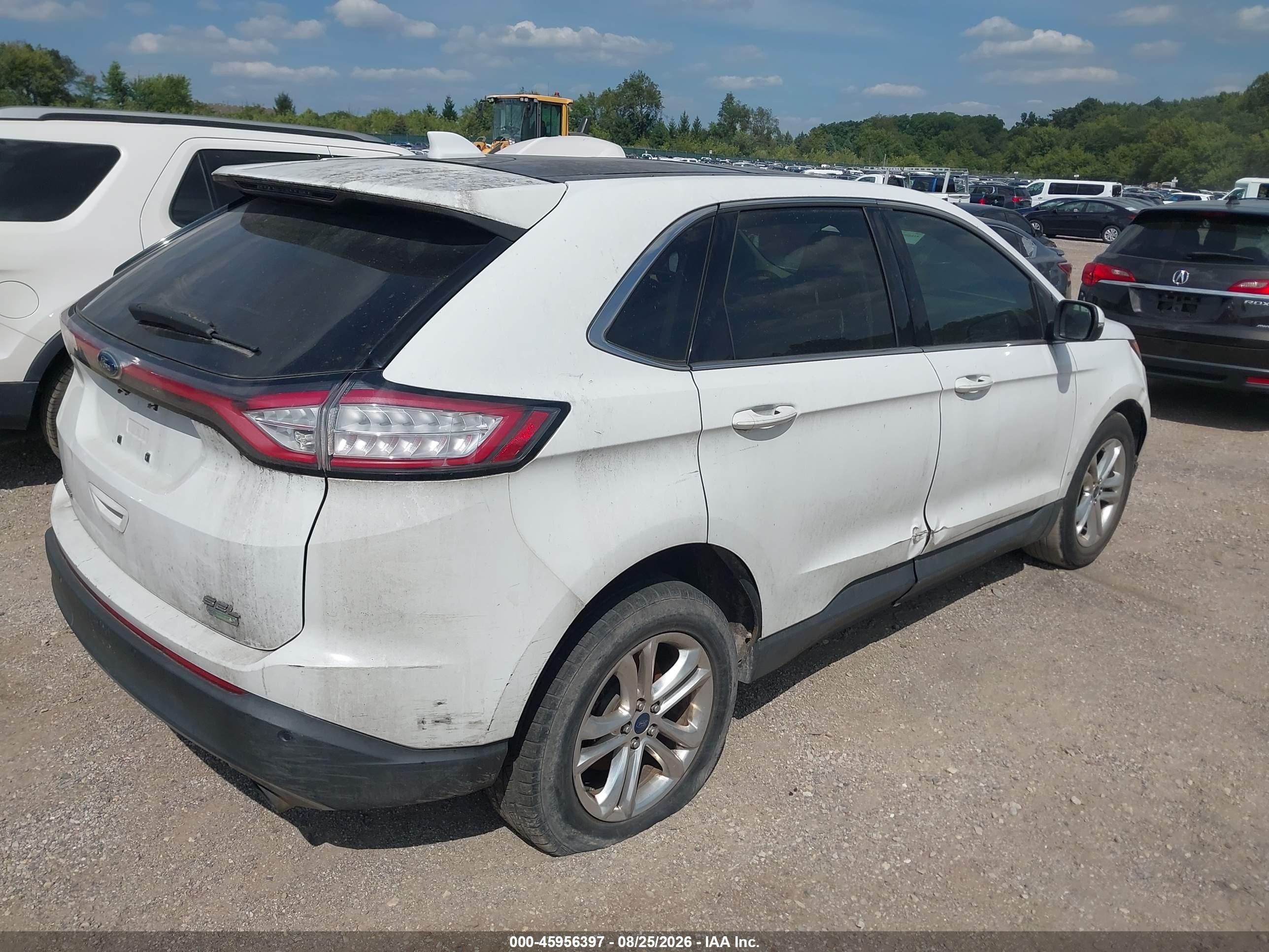 2015 Ford Edge Sel White vin: 2FMTK3J94FBB74095