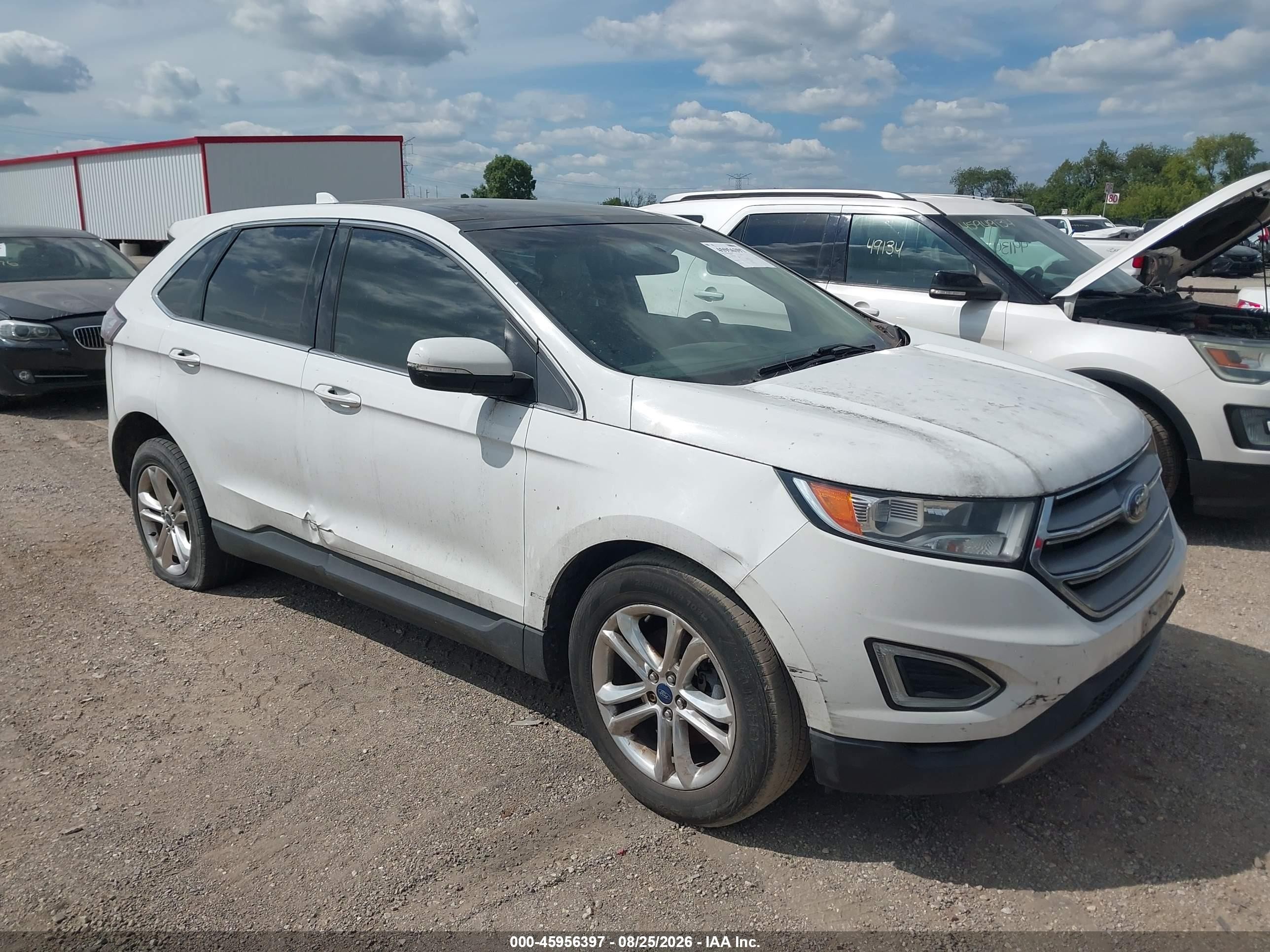 2015 Ford Edge Sel White vin: 2FMTK3J94FBB74095