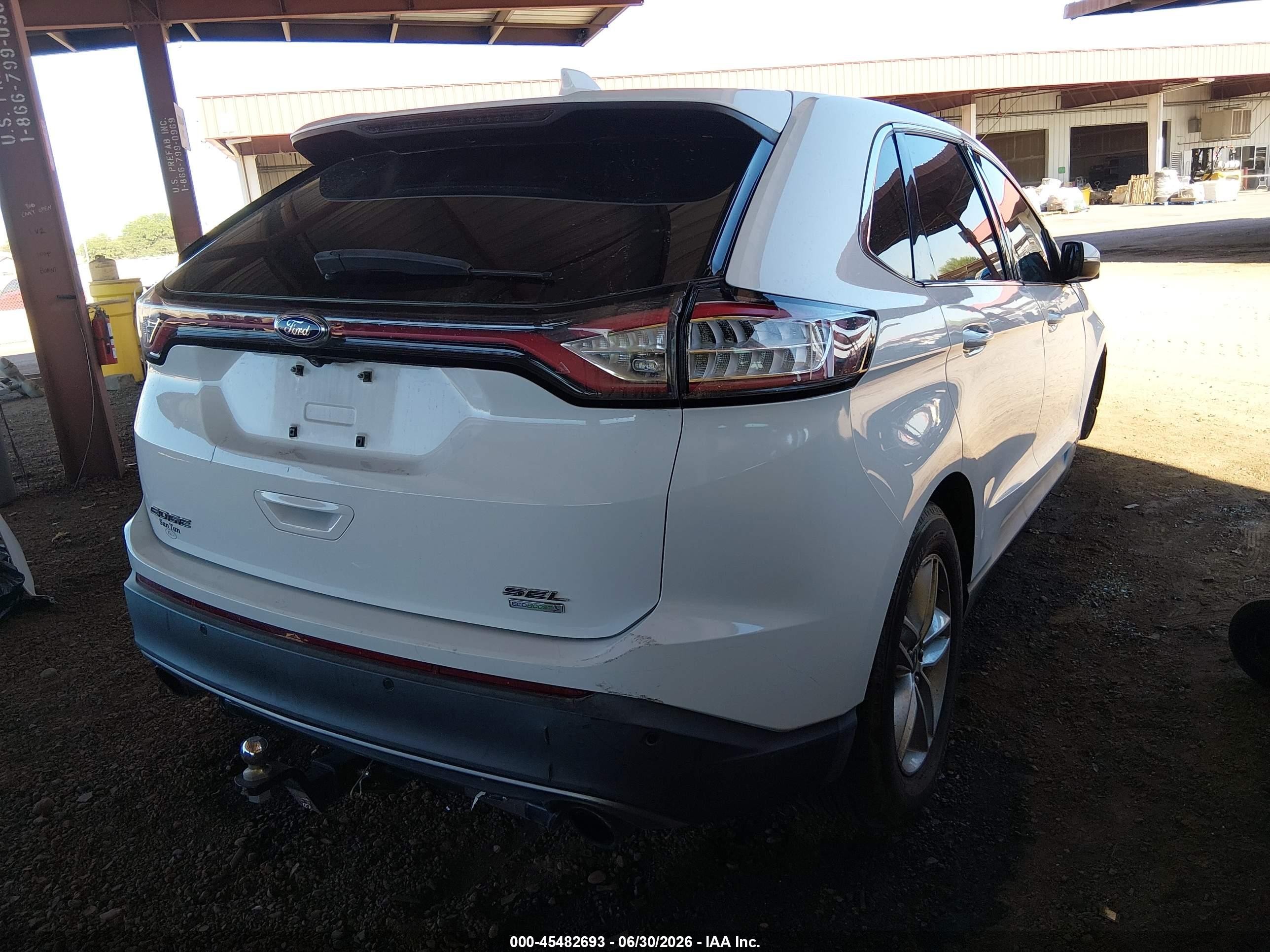 2015 Ford Edge Sel White vin: 2FMTK3J95FBC40296