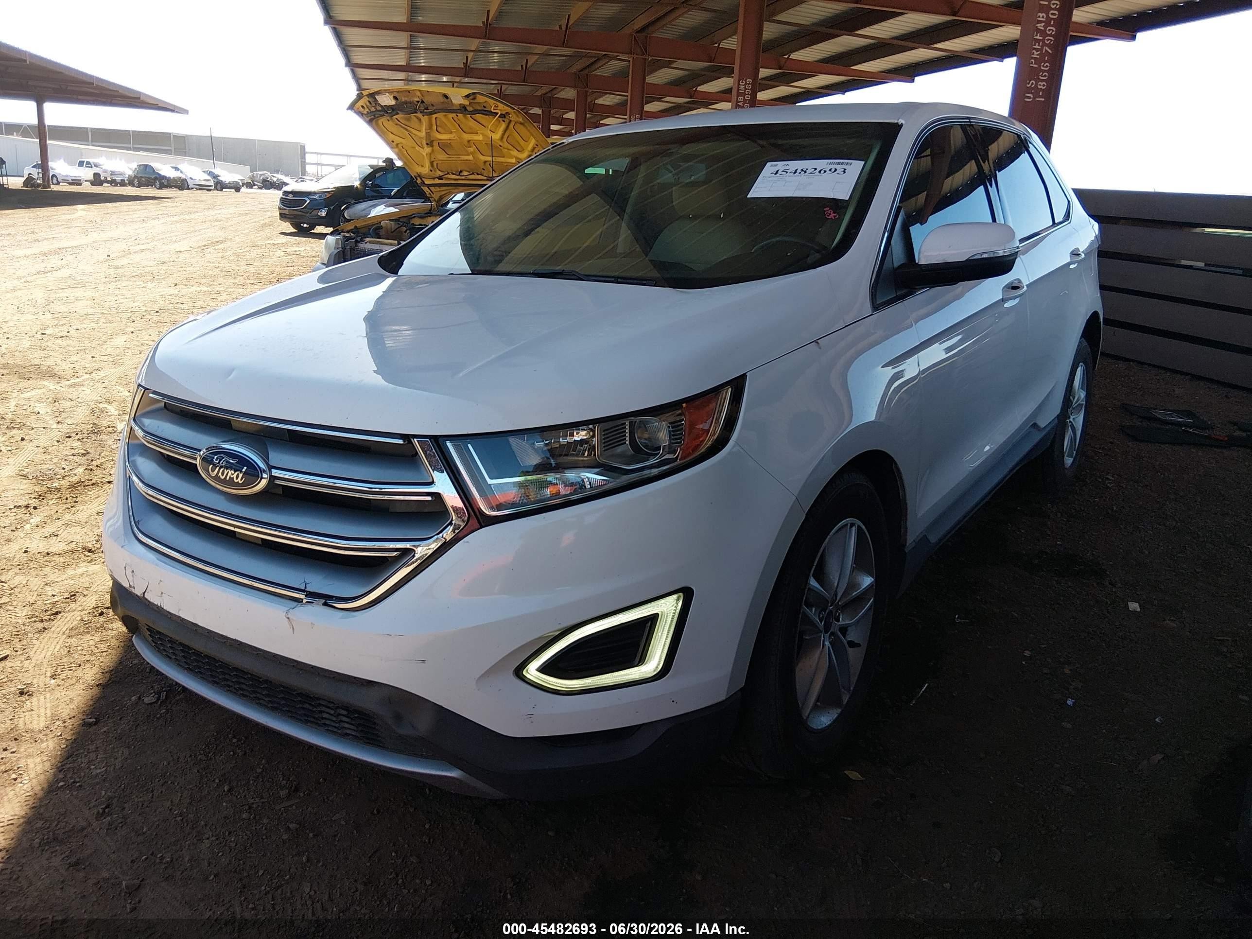 2015 Ford Edge Sel White vin: 2FMTK3J95FBC40296