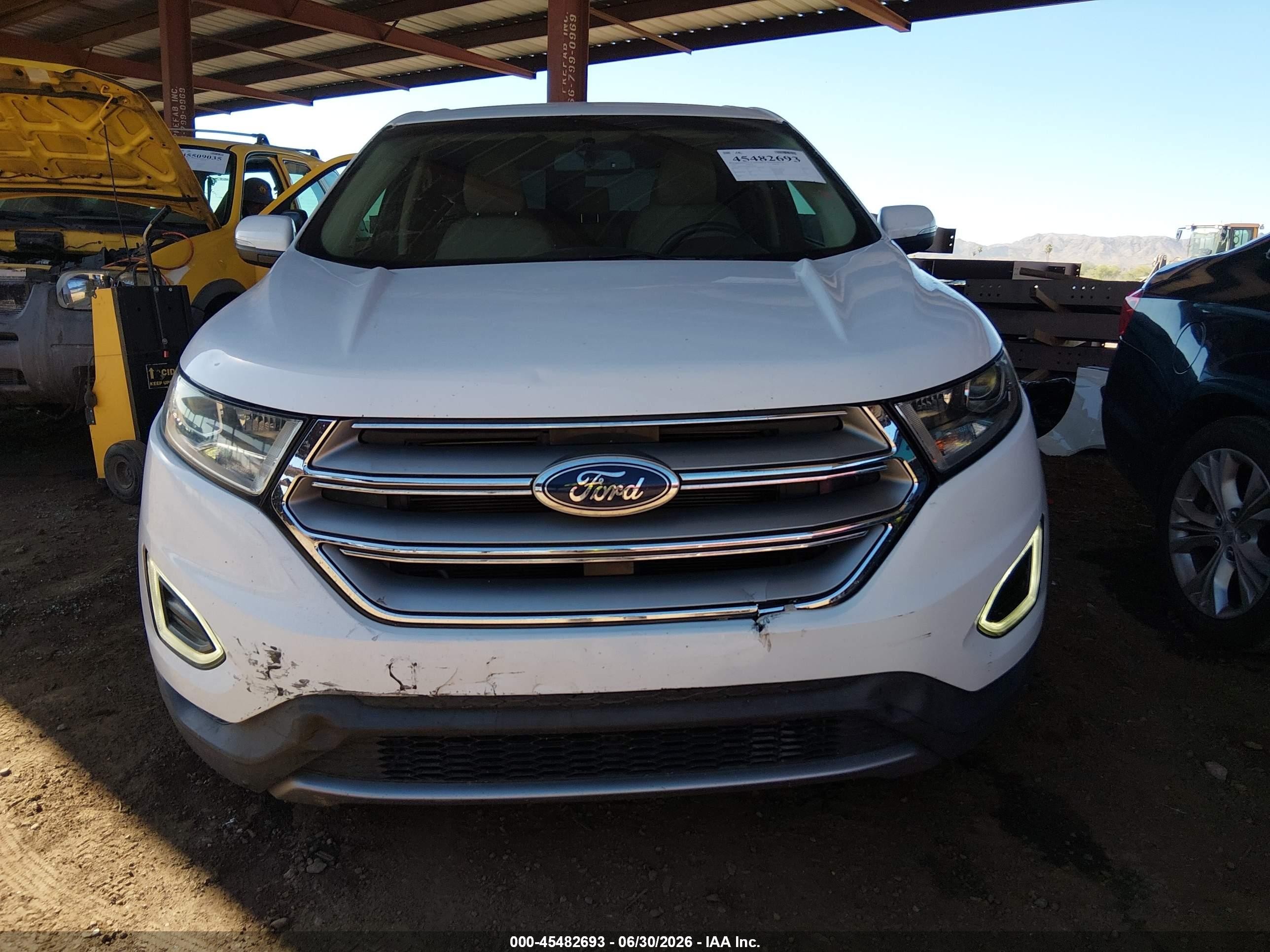 2015 Ford Edge Sel White vin: 2FMTK3J95FBC40296