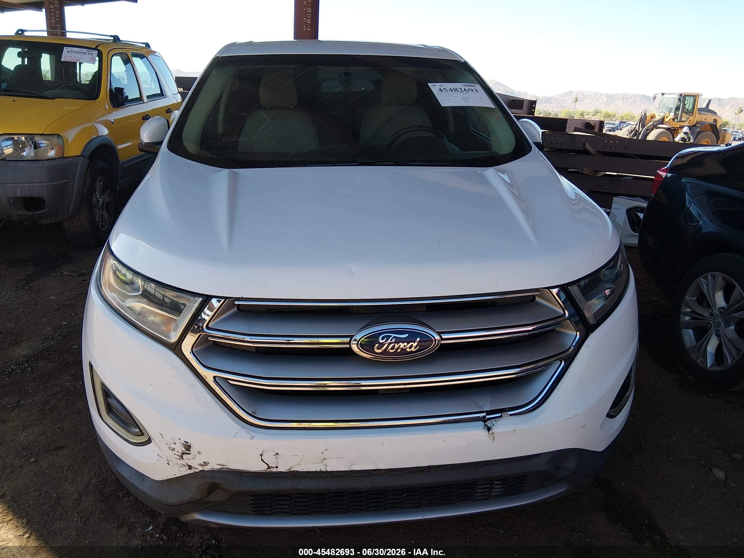 2015 Ford Edge Sel White vin: 2FMTK3J95FBC40296