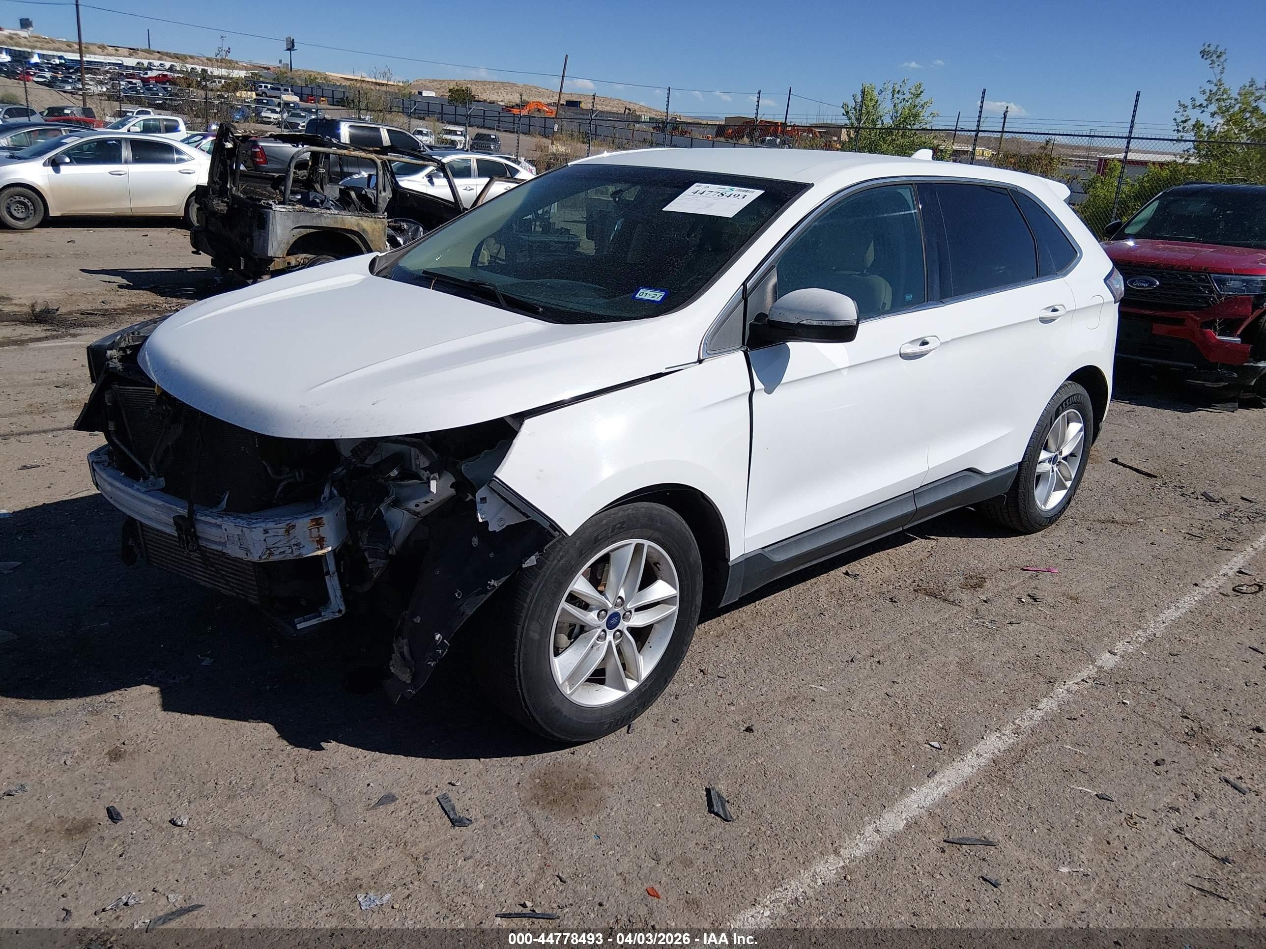 2015 Ford Edge Sel White vin: 2FMTK3J98FBC13089
