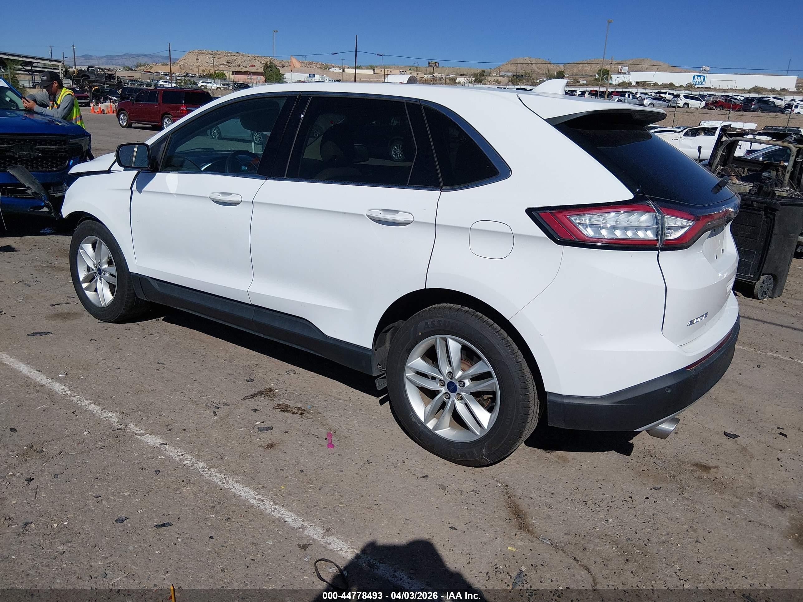 2015 Ford Edge Sel White vin: 2FMTK3J98FBC13089