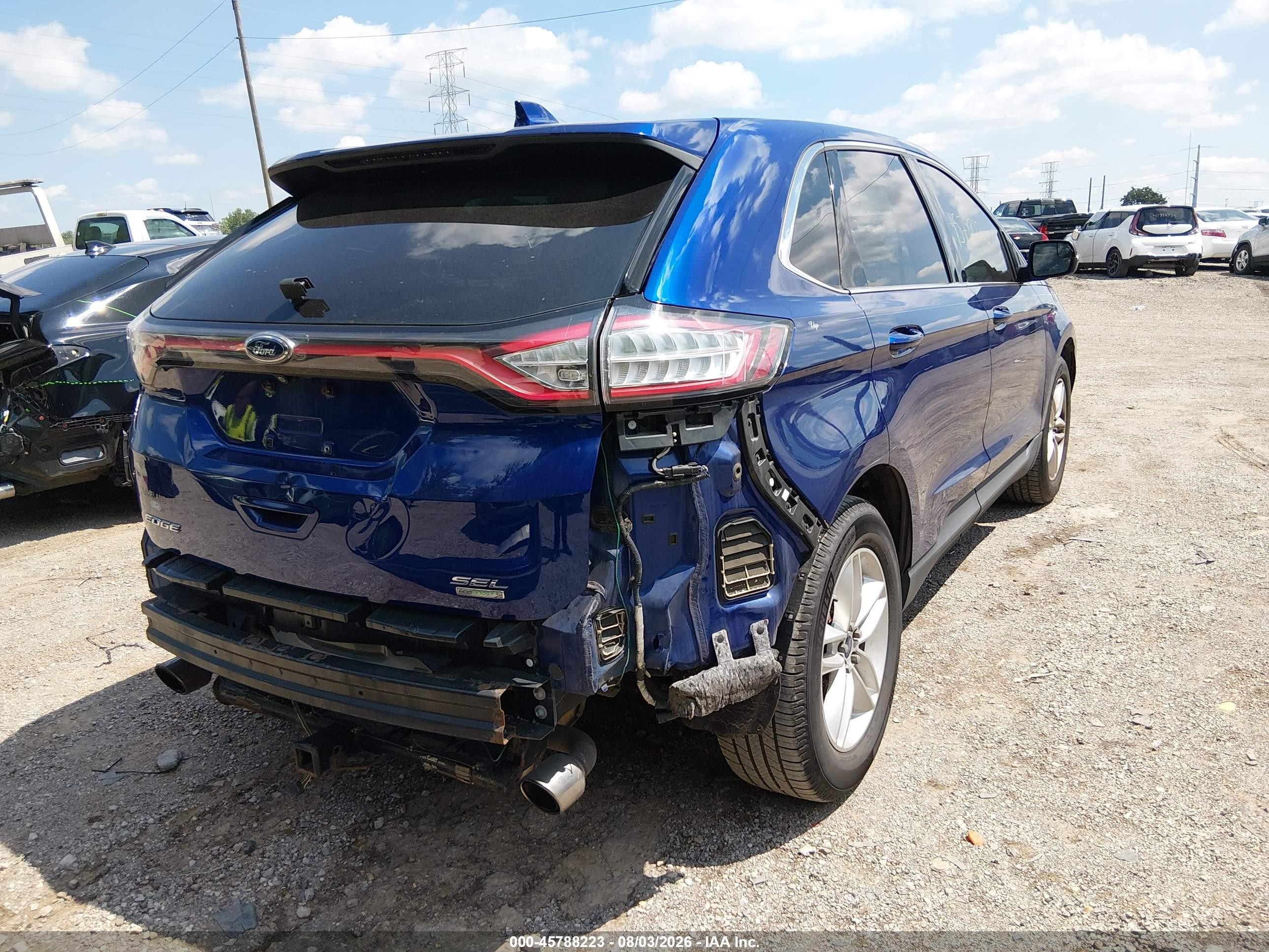 2015 Ford Edge Sel Blue vin: 2FMTK3J99FBB08058