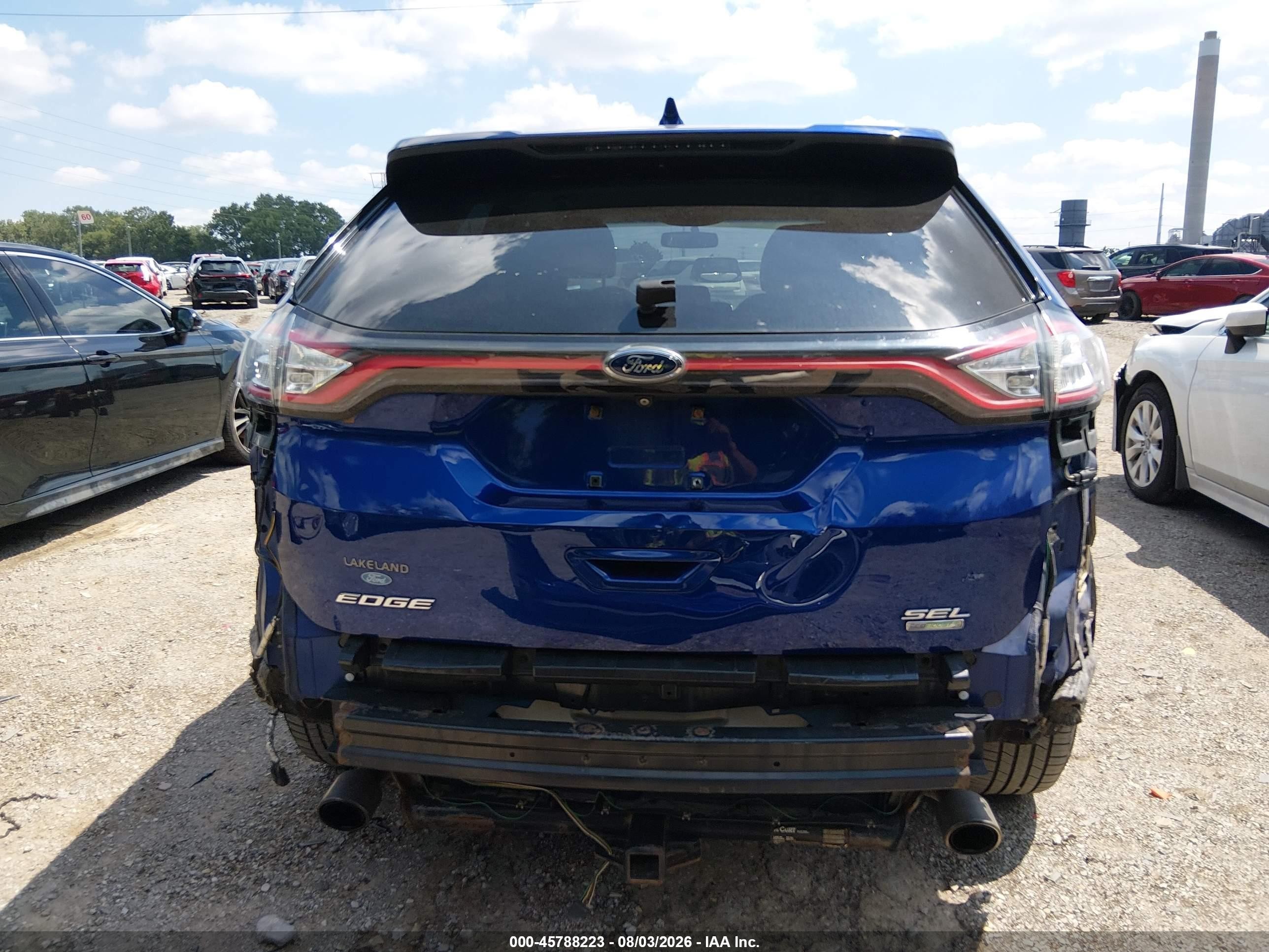 2015 Ford Edge Sel Blue vin: 2FMTK3J99FBB08058