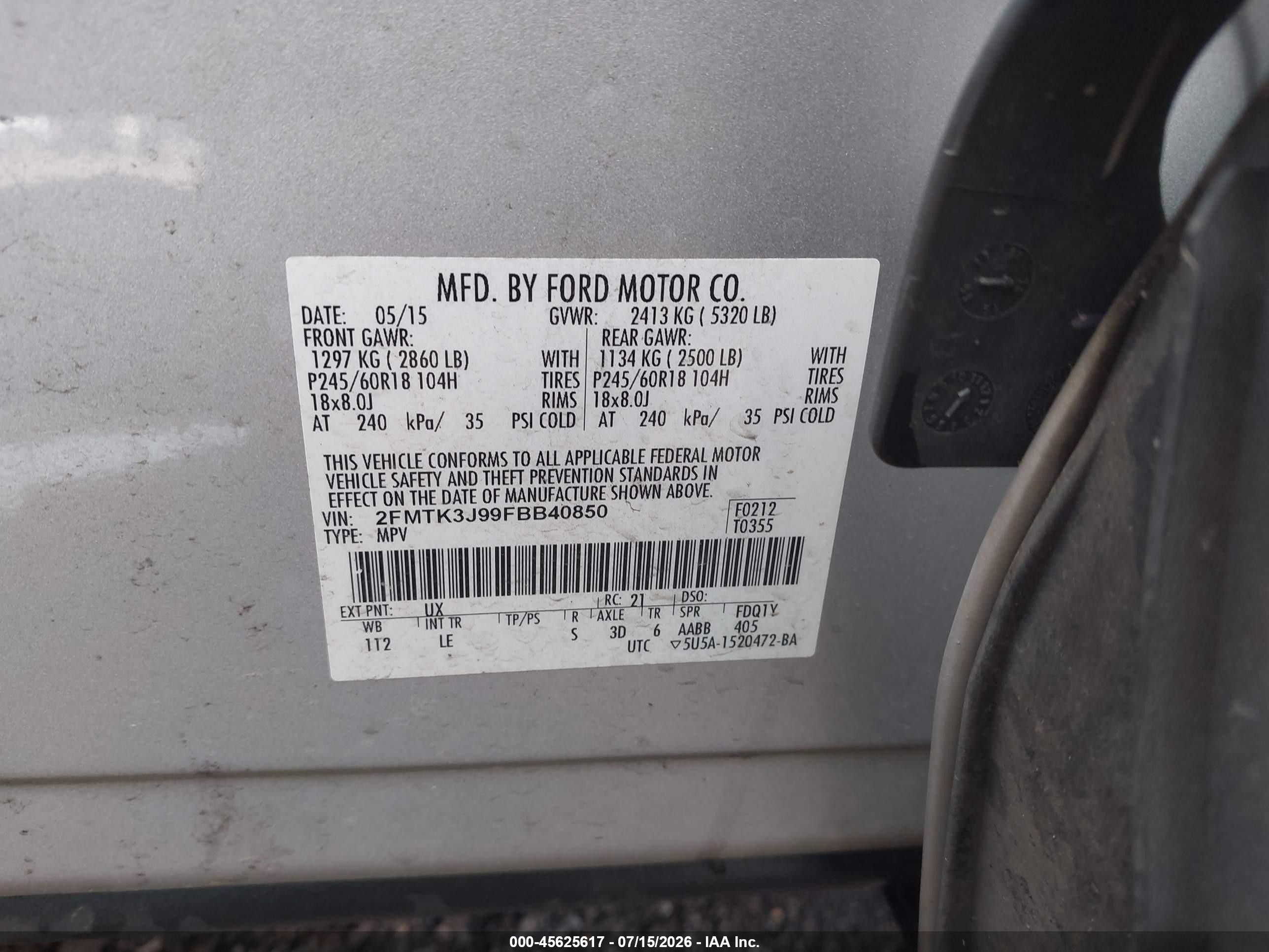 2015 Ford Edge Sel Серебряный vin: 2FMTK3J99FBB40850