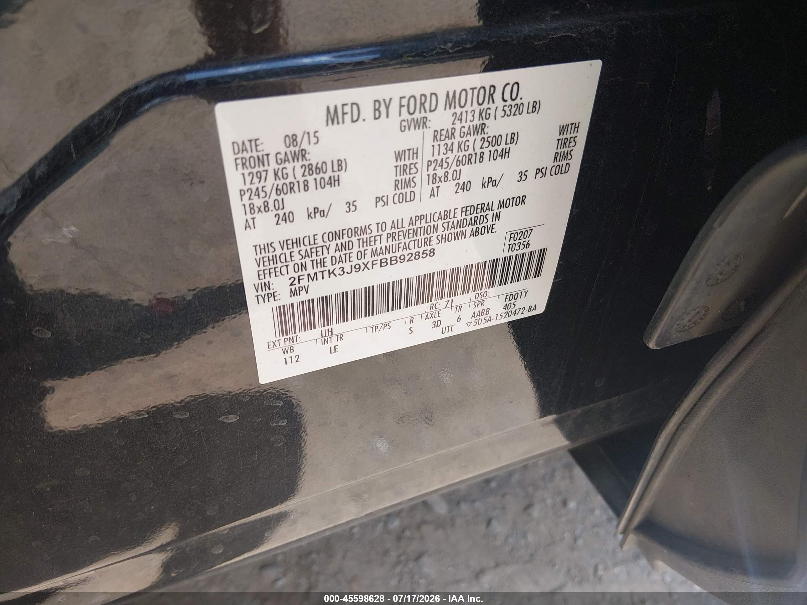 2015 Ford Edge Sel Black vin: 2FMTK3J9XFBB92858