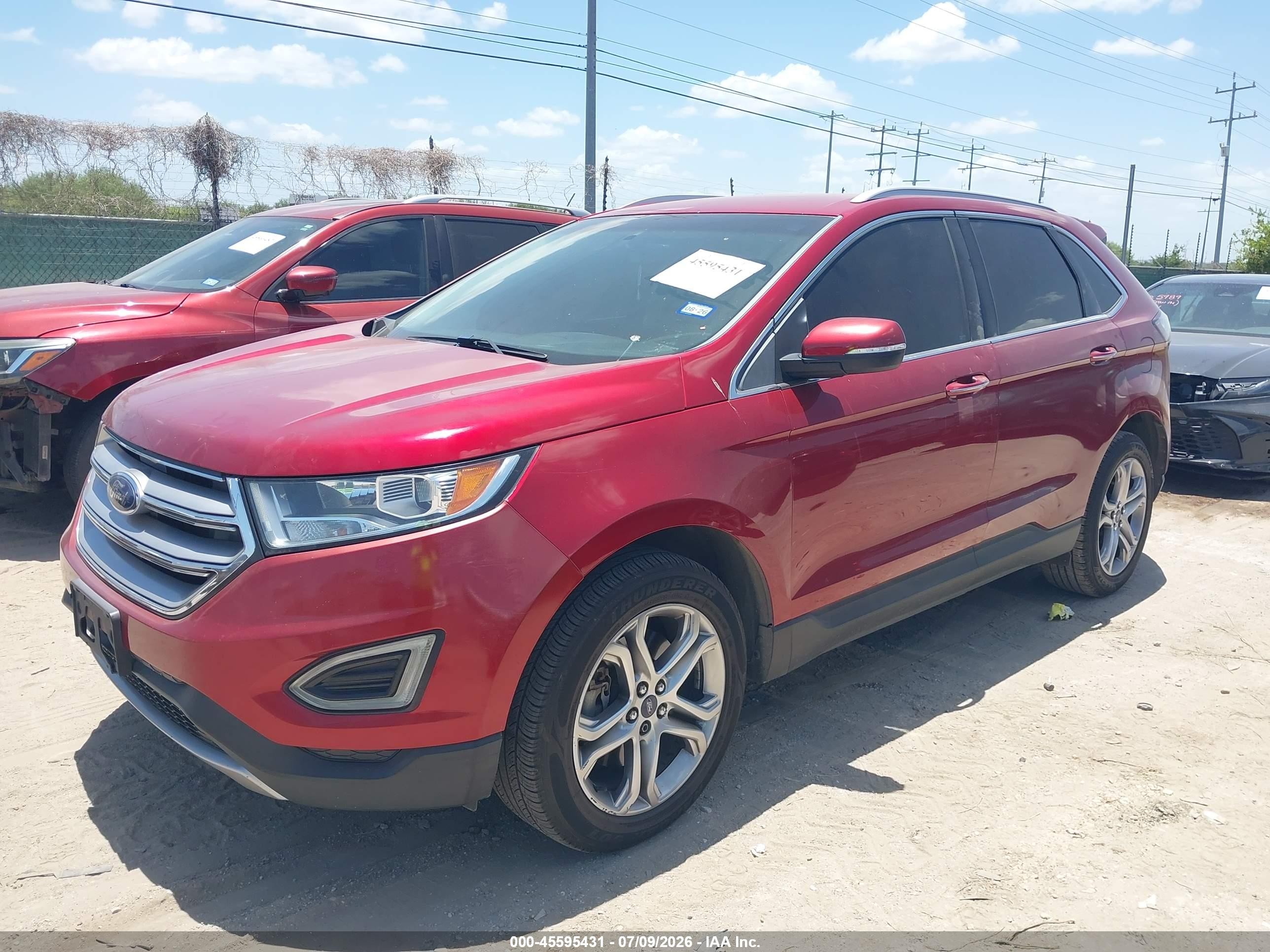 2015 Ford Edge Titanium Red vin: 2FMTK3K82FBB38444
