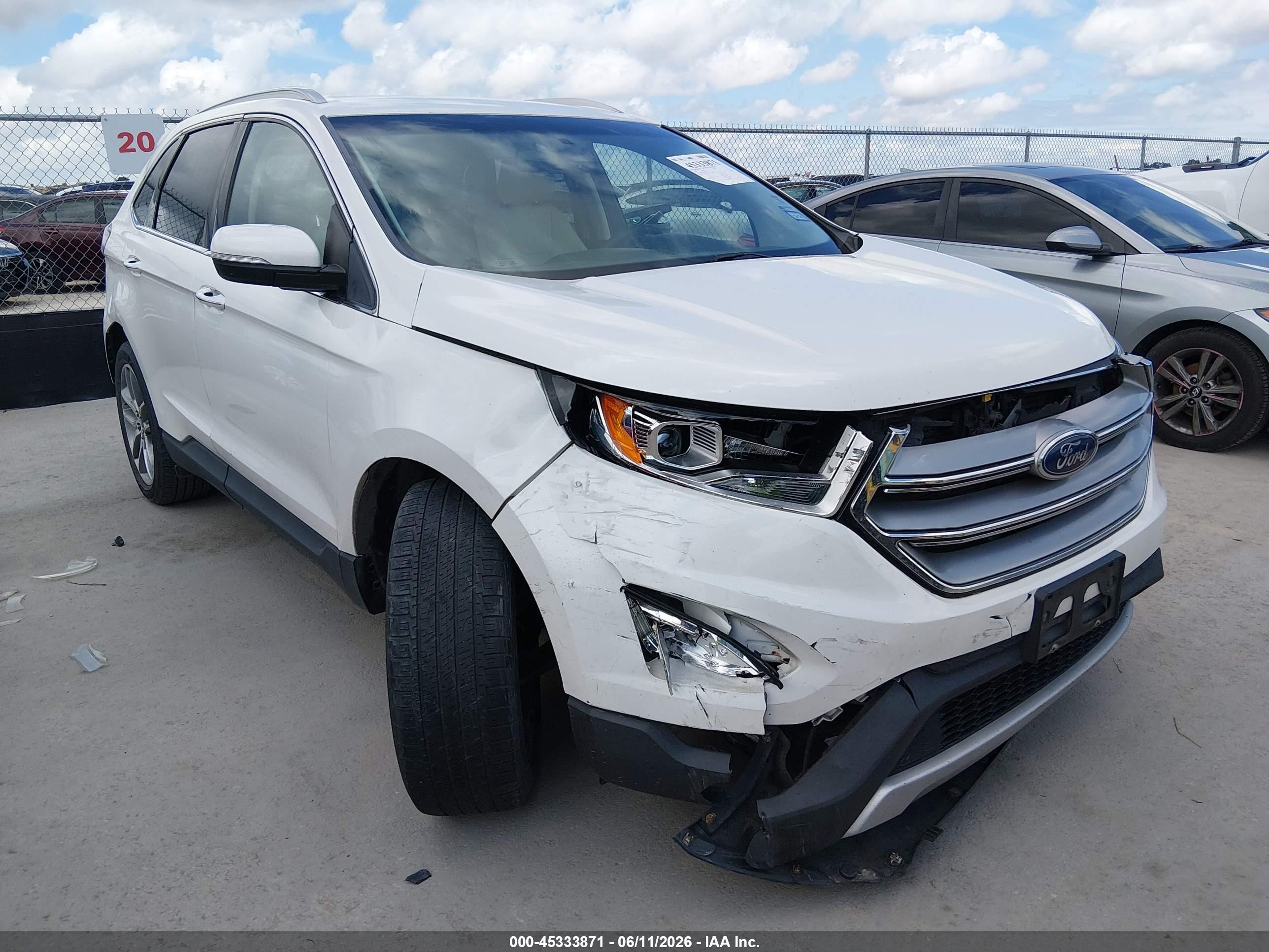 2015 Ford Edge Titanium White vin: 2FMTK3K82FBC26300