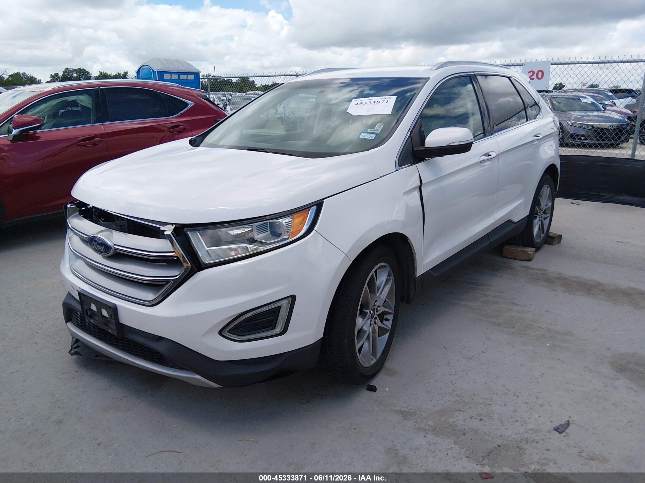 2015 Ford Edge Titanium White vin: 2FMTK3K82FBC26300