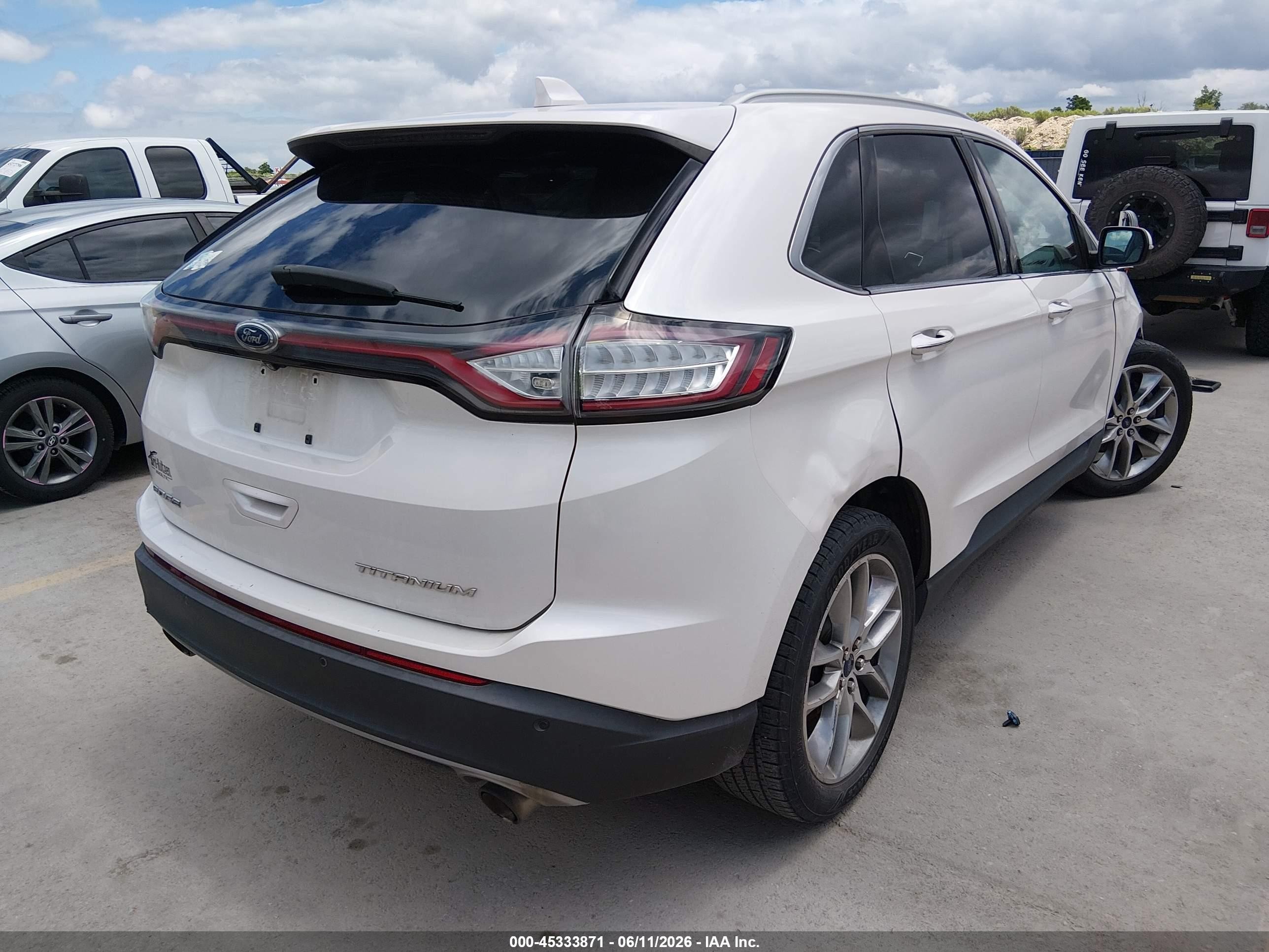2015 Ford Edge Titanium White vin: 2FMTK3K82FBC26300