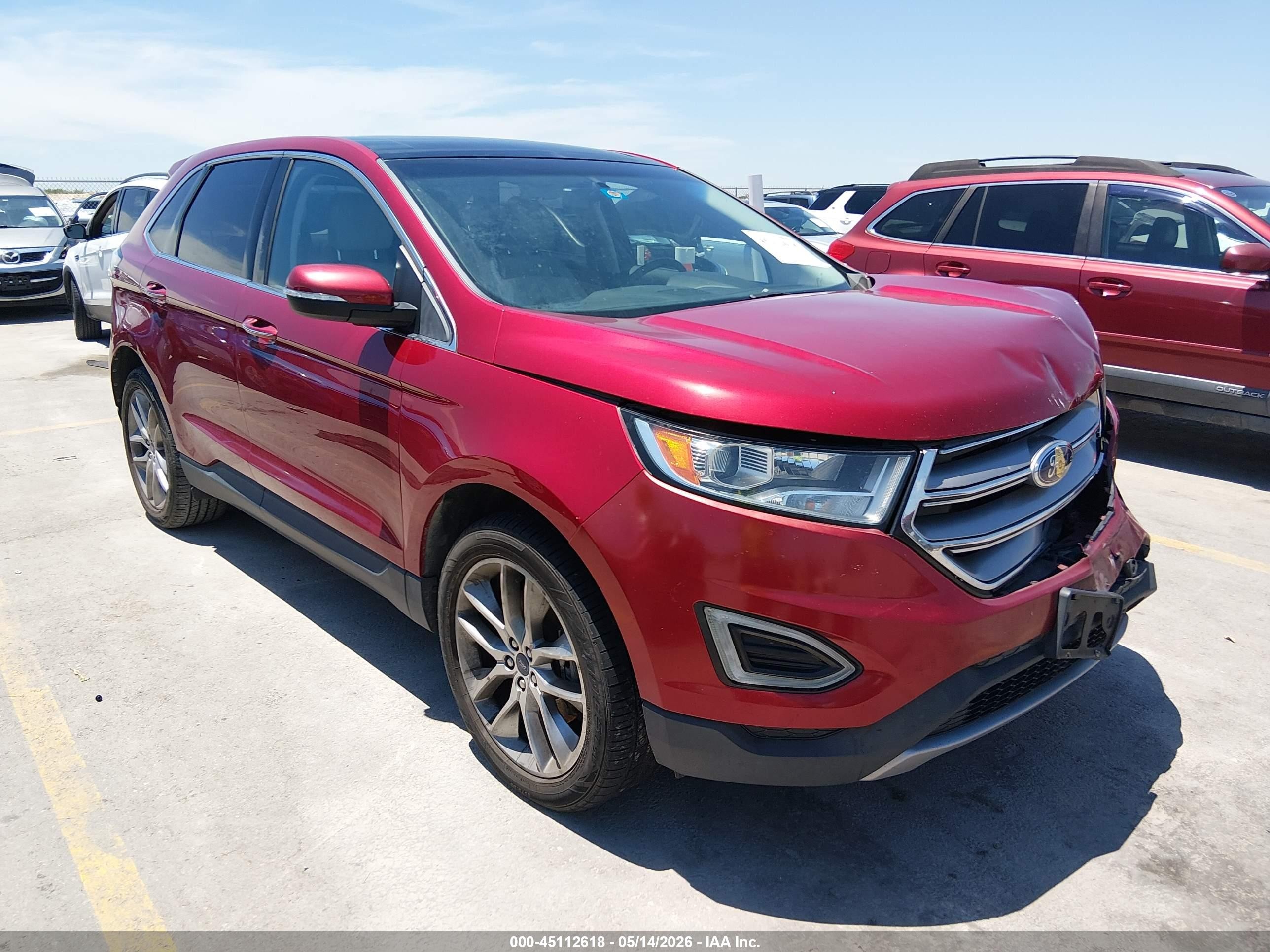 2015 Ford Edge Titanium Red vin: 2FMTK3K83FBB66558