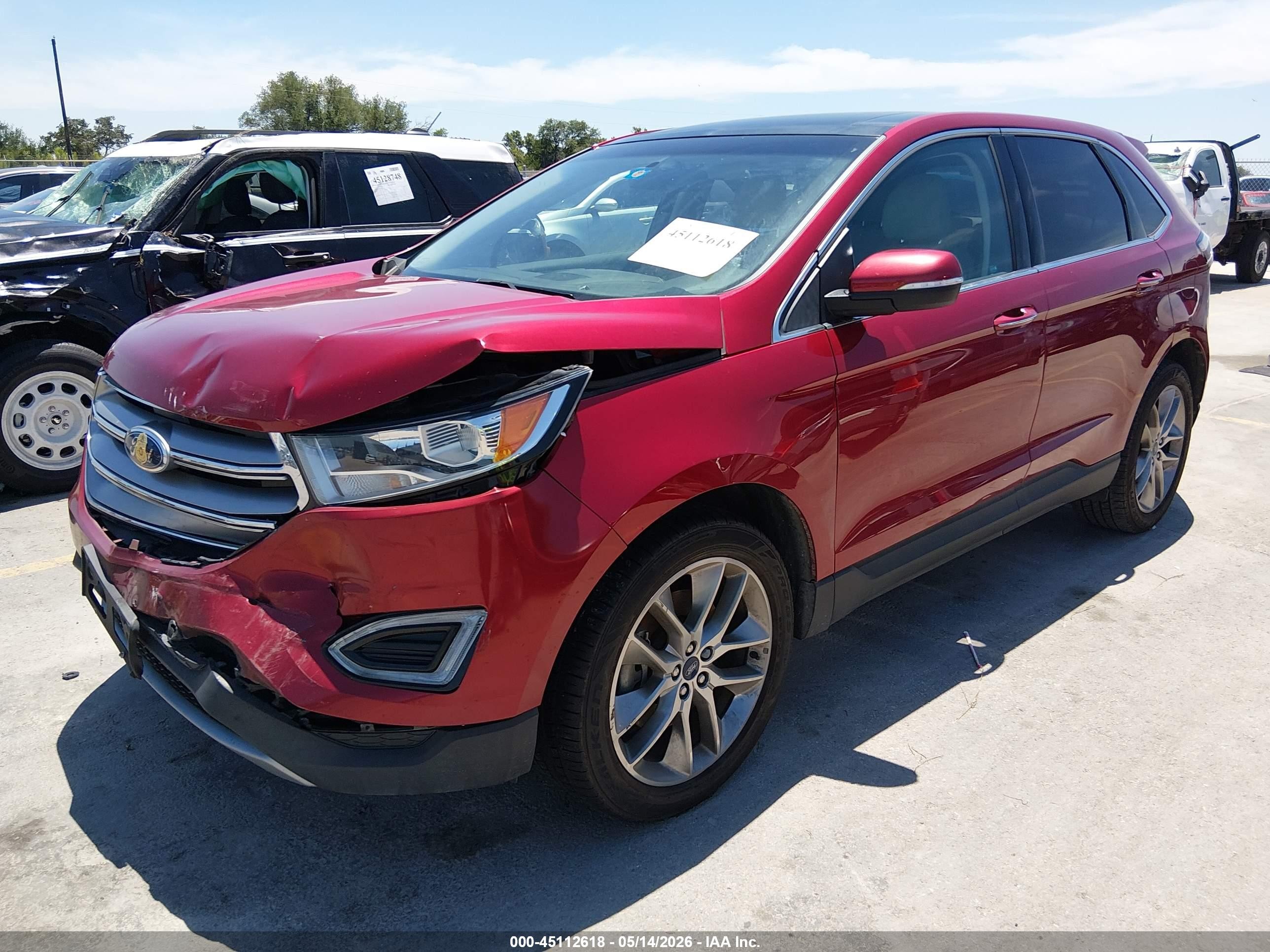 2015 Ford Edge Titanium Red vin: 2FMTK3K83FBB66558