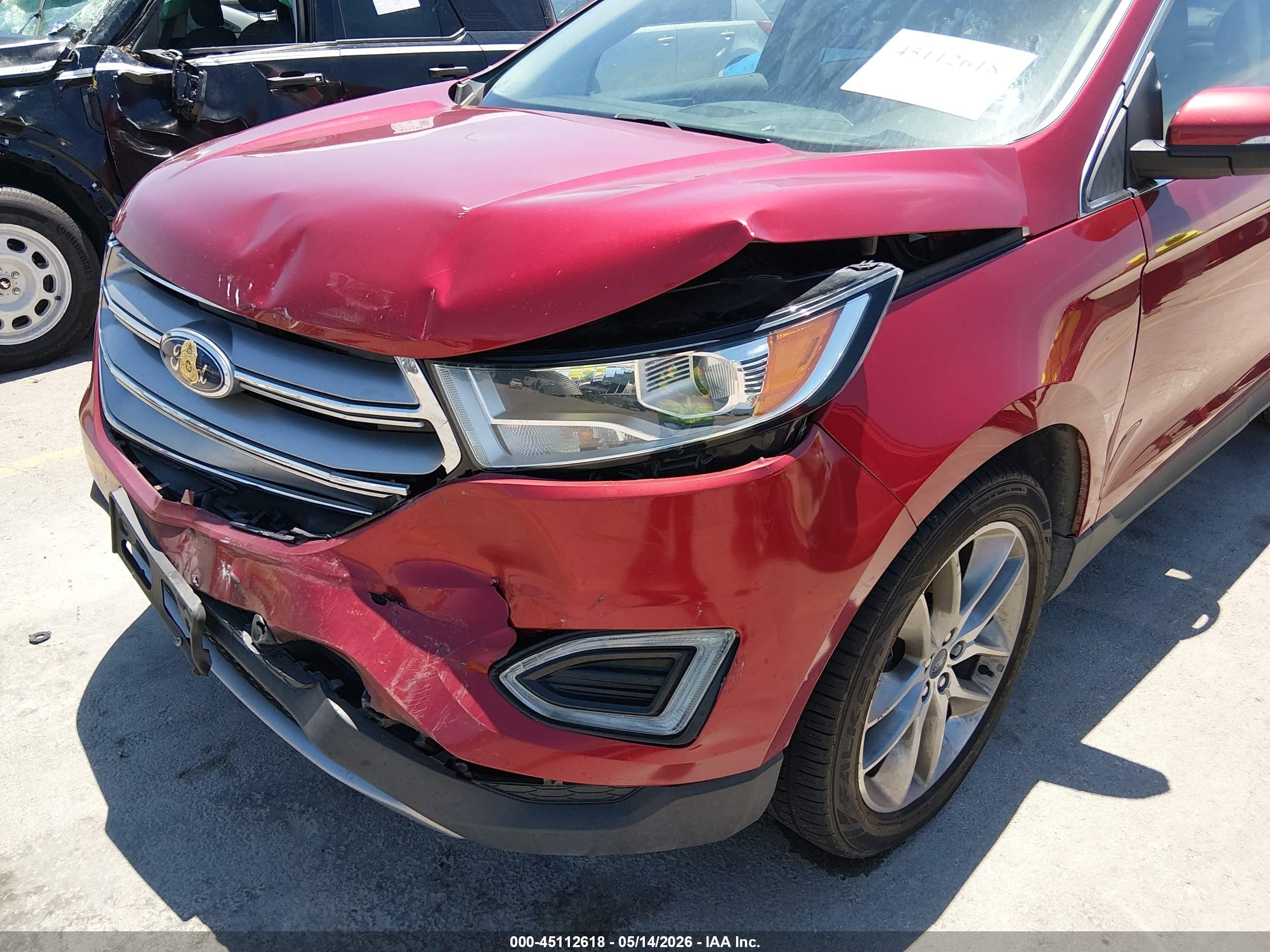 2015 Ford Edge Titanium Red vin: 2FMTK3K83FBB66558
