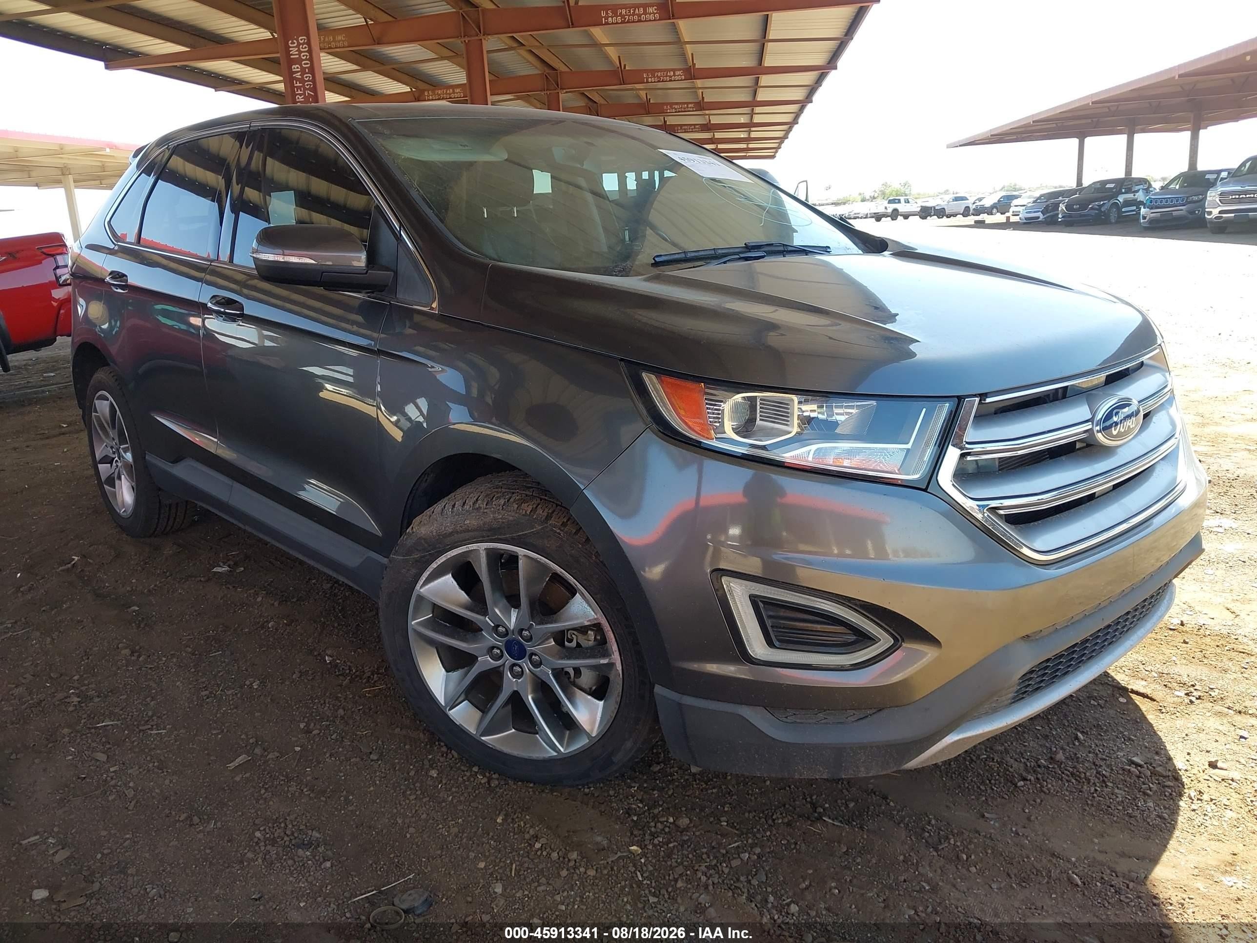 2015 Ford Edge Titanium Серый vin: 2FMTK3K88FBC40265