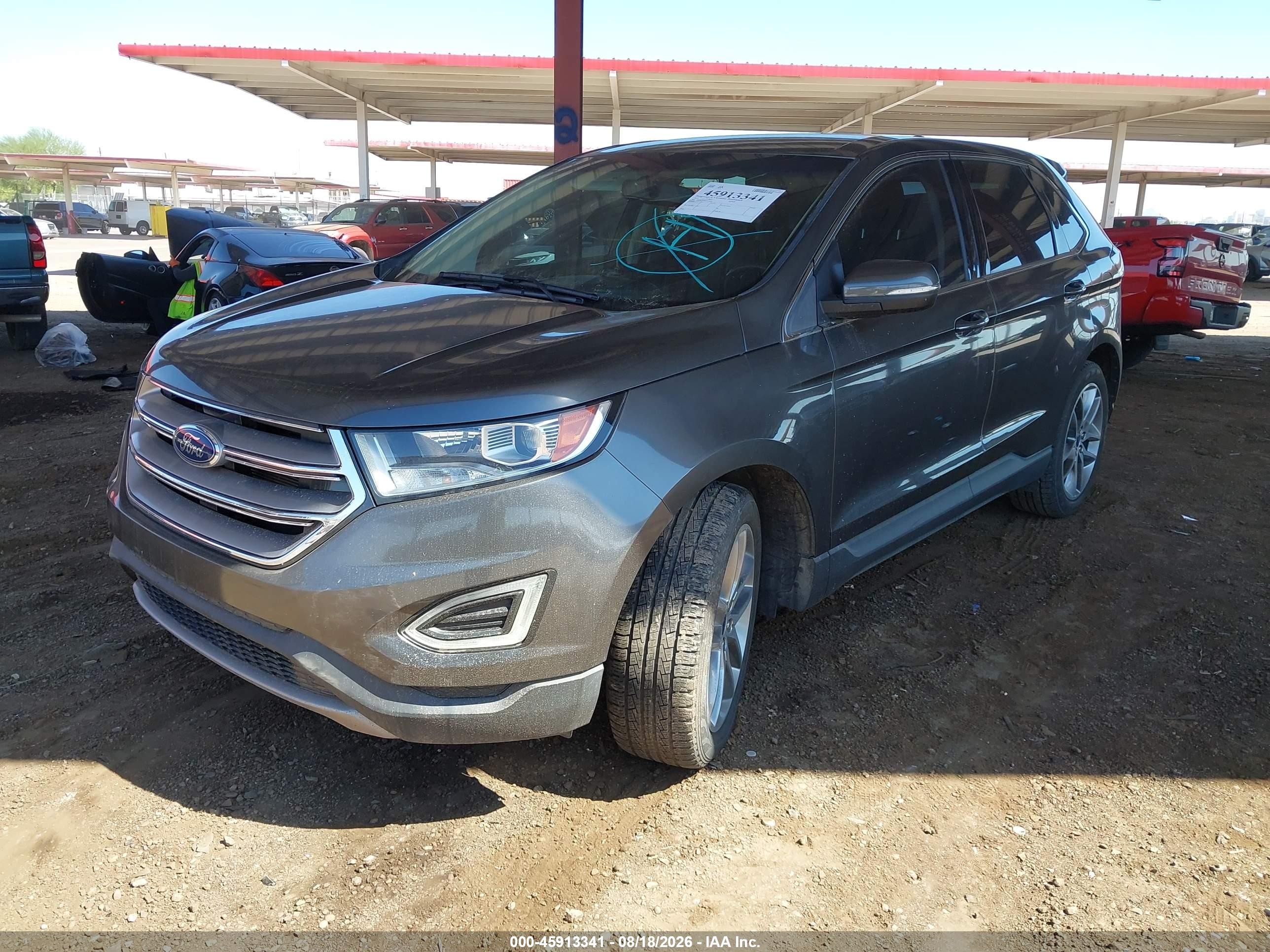2015 Ford Edge Titanium Серый vin: 2FMTK3K88FBC40265