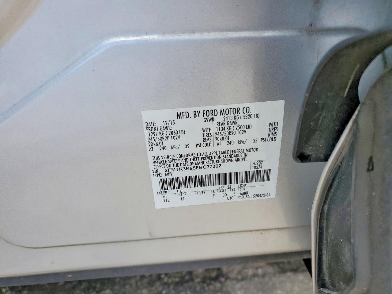 2015 Ford Edge Titanium Silver vin: 2FMTK3K95FBC37302