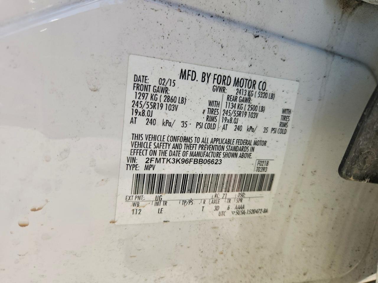 2015 Ford Edge Titanium White vin: 2FMTK3K96FBB06623